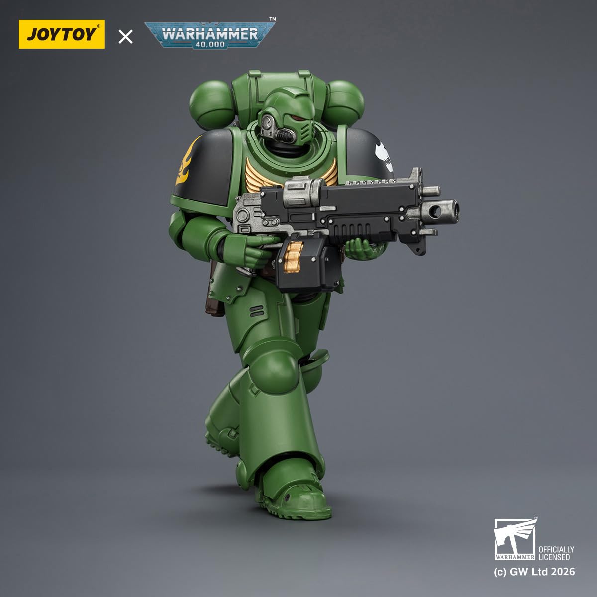 TOYVERSE JOYTOY Warhammer 40 000 salamandry orędownik z karabinem śrubowym, pistoletem śrubowym i mieczem łańcuchowym w skali 1/18, figurka postaci, model 15+
