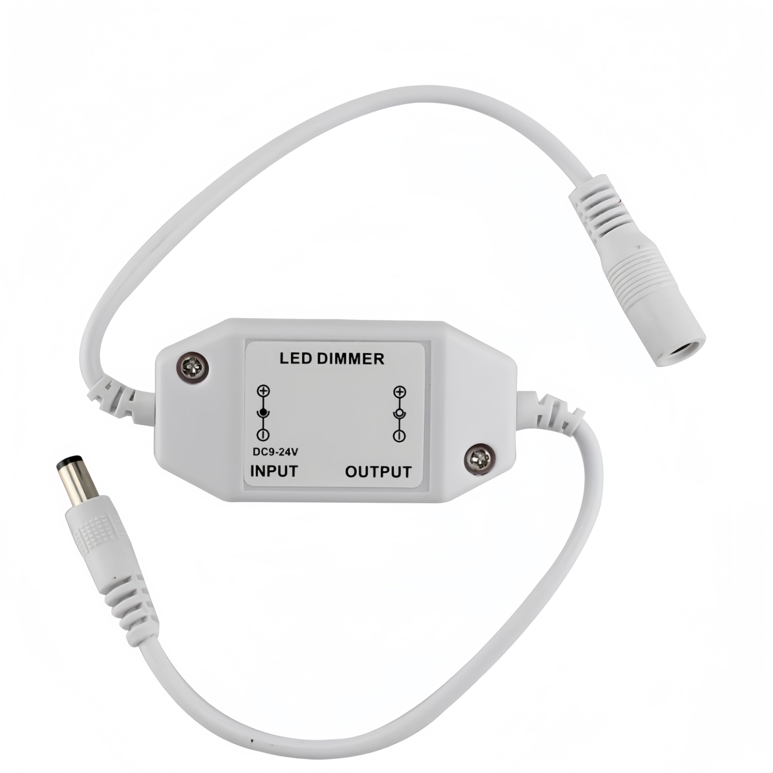 2 Szt. 12V 24V DC Obrotowy Przełącznik Ściemniacza z Złączami 5521DC Męskimi i Żeńskimi (Biały), Regulator Jasności, Ręczny Przełącznik Ściemniacza Pokrętłem do Taśm LED 12V 24V.