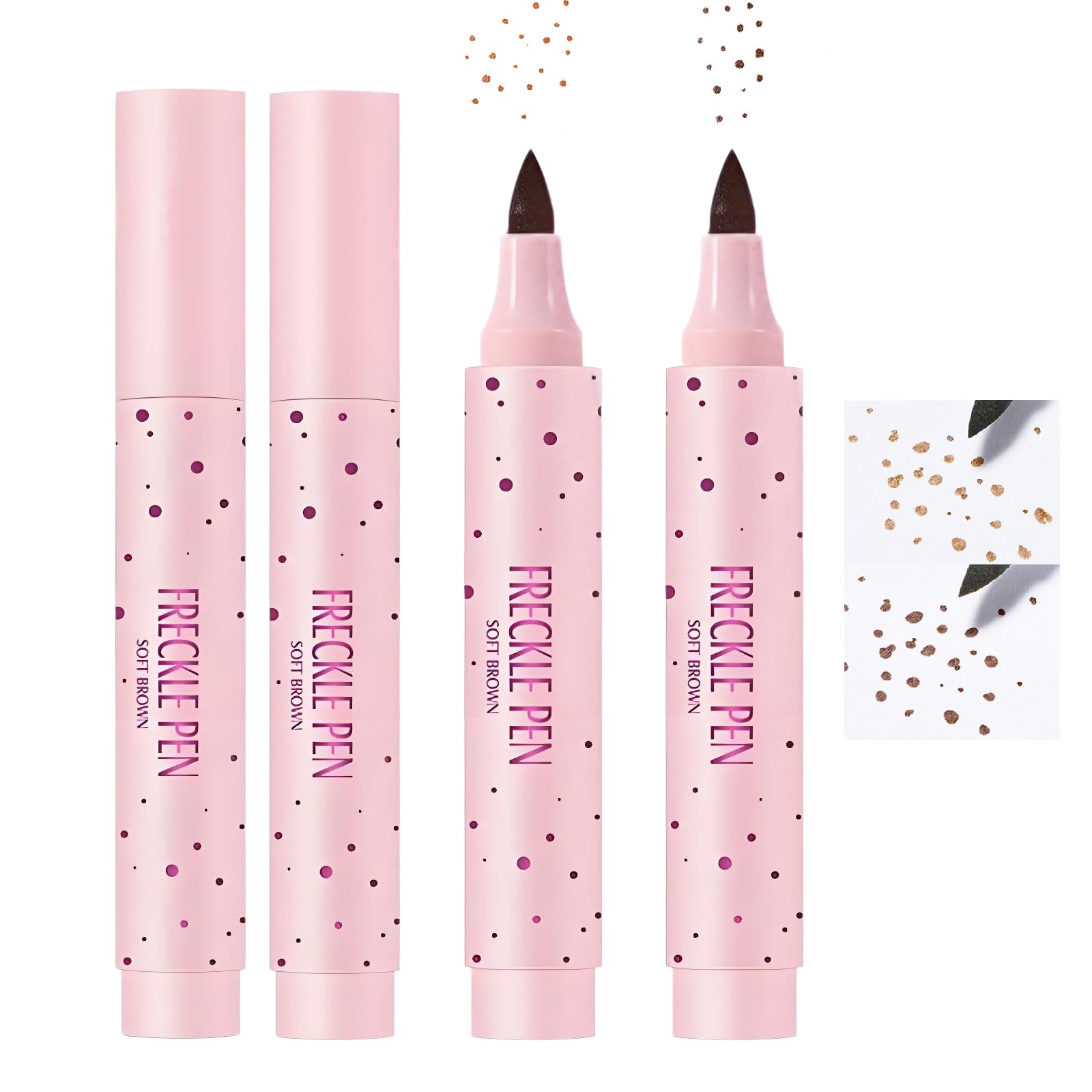 2PCS Freckle Pen Waterproof Soft Dot Pen with Fine Tip for Natural Sunkissed Makeup, Easy to Apply, Dual Shades in Light Brown & Dark Brown, Natural & Realistic Look, Beginner-Friendly