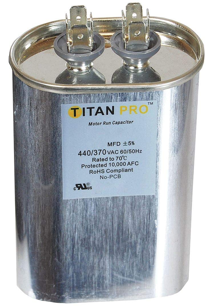 Titan Pro Oval Motor Run Capacitor, 50 Microfarad Rating, 370-440VAC Voltage - TOCF50 (Pack of 2)