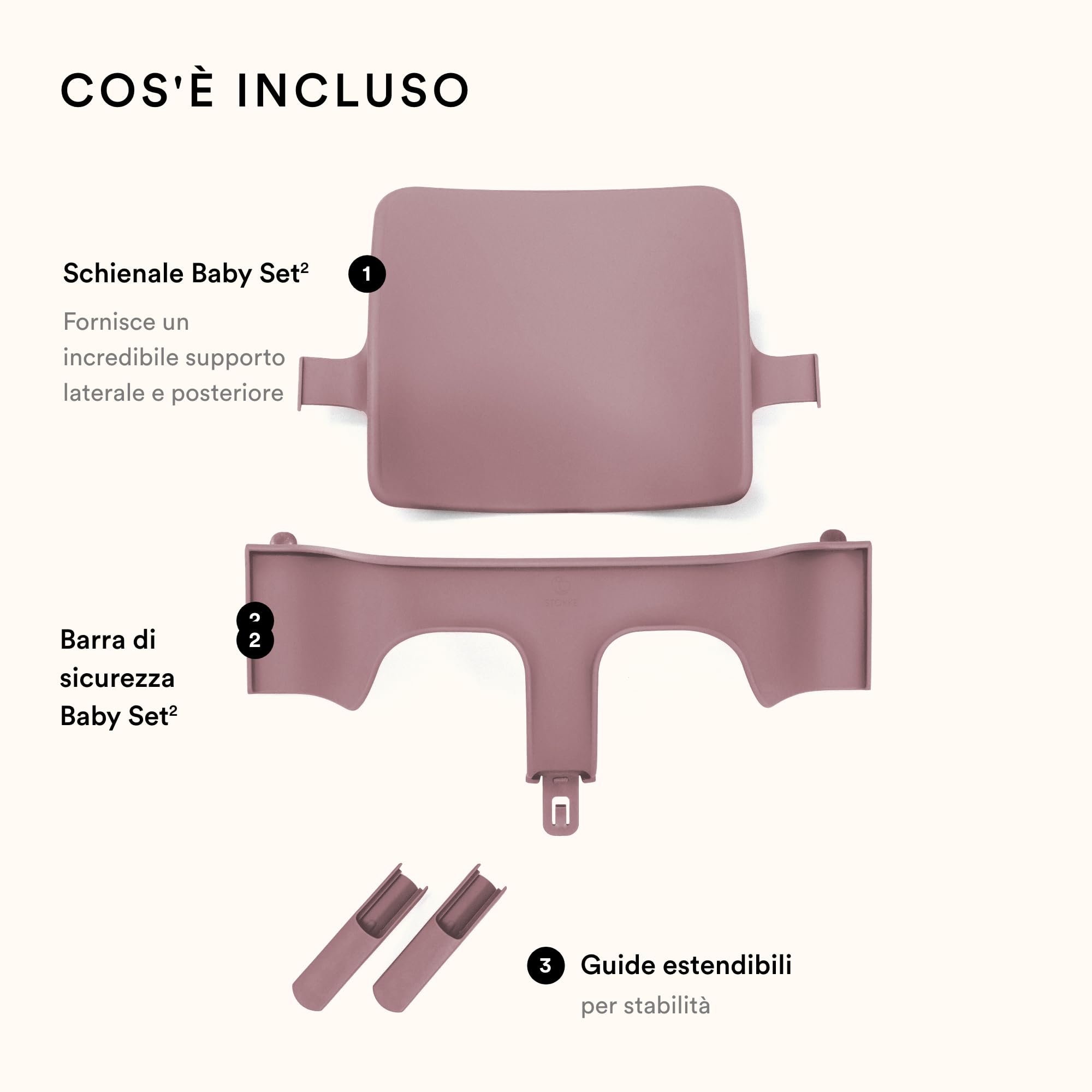Tripp Trapp Baby Set 2 di Stokke, Heather Mauve - Ideale per bambini dai 6 ai 36 mesi - Trasforma le sedie Tripp Trapp prodotte dopo maggio 2003 in un comodo seggiolone