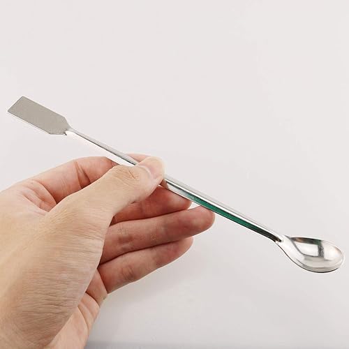 Miniatura 5 de E-outstanding Espátula de cuchara de laboratorio 2 en 1 de acero inoxidable mezcla de laboratorio de doble extremo reactivo de muestreo cuchara
