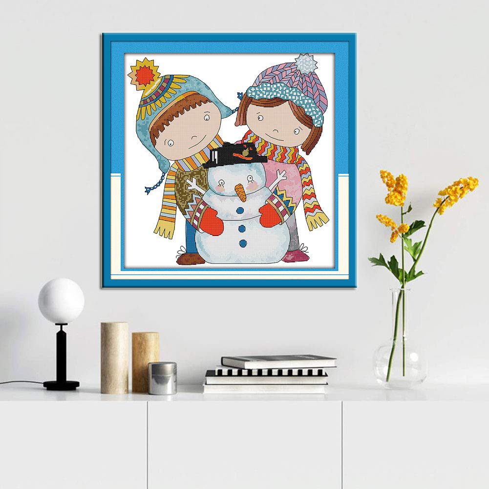 WOWDECOR Kruissteek Borduurpakketten voor Volwassenen Kinderen, Kerst Uil Dieren 11CT Gestempeld DIY DMC Handwerken Gemakkelijk Beginners