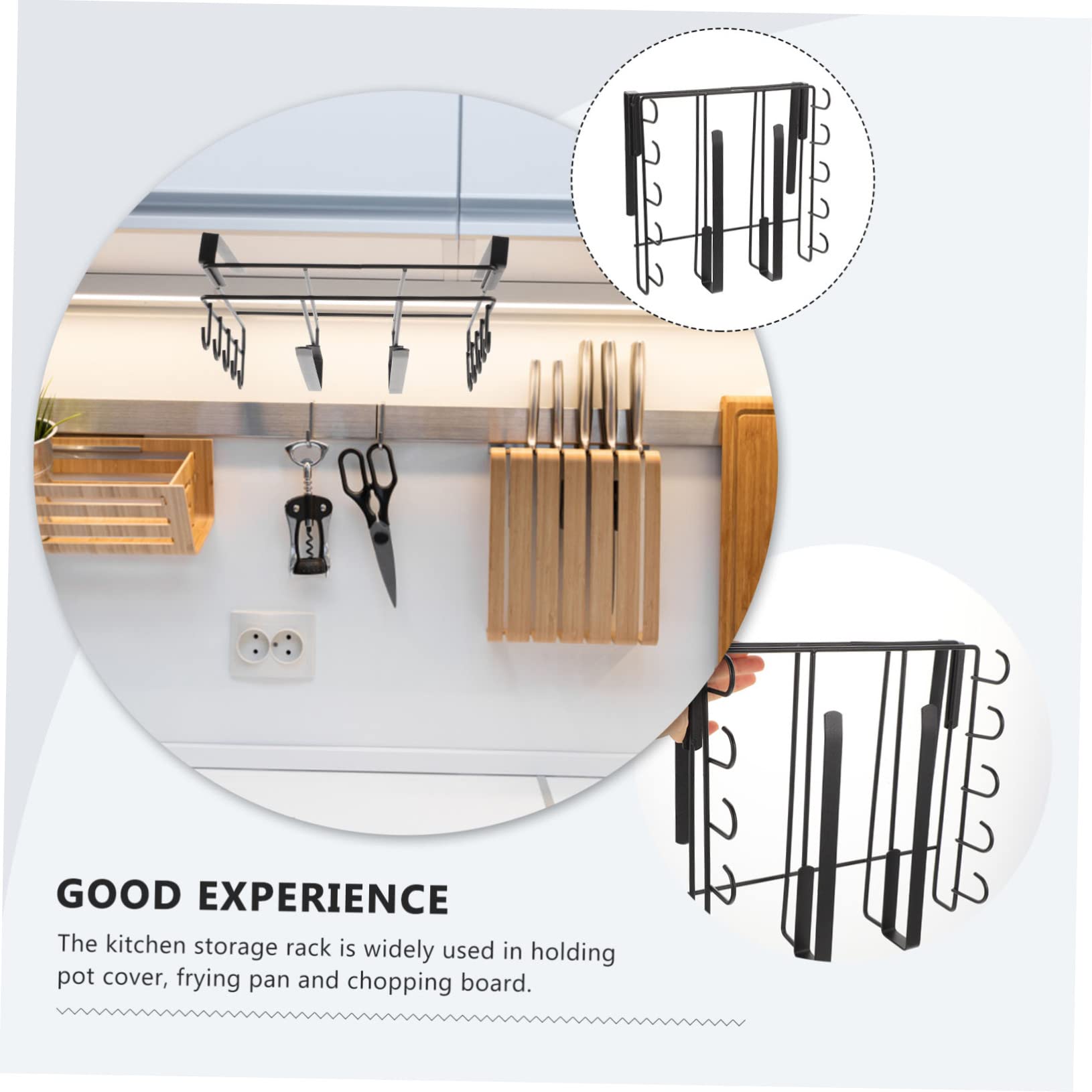 Soporte para Tapa de Olla de Cocina de Acero al Carbono Negro | Porta Tazas de Gabinete, Organizador de Tablas de Cortar, Bordes Redondeados, Diseño Simple y Fácil Limpieza
