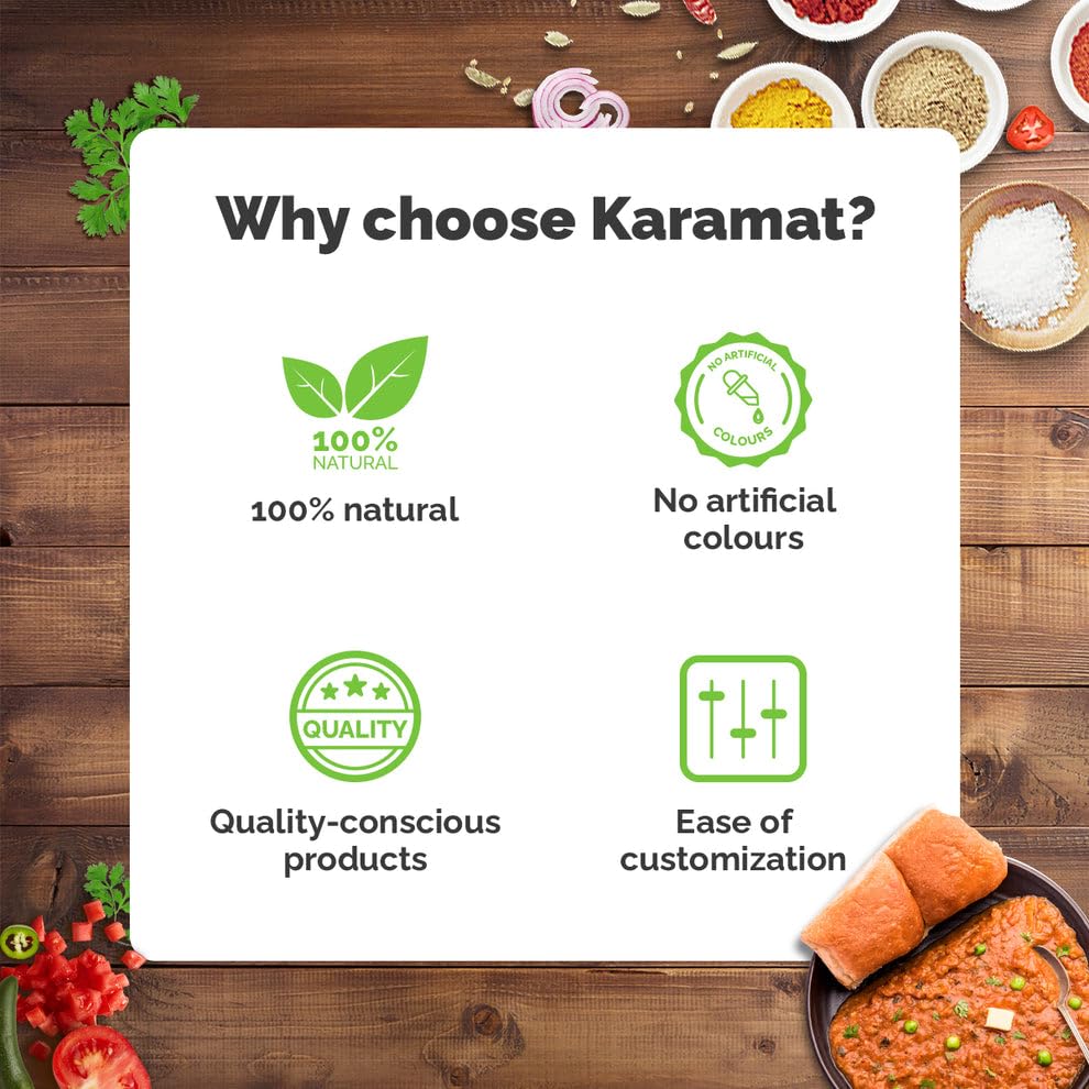 Karamat - Ready To Cook, Jain Pav Bhaji Mix Pack of 1 (200 gm, Veg, Upto 4* Servings), No Onion-No Garlic, No Preservatives & Artificial Colours, Magic Masala Powder, Sabji Masala, MYO 4