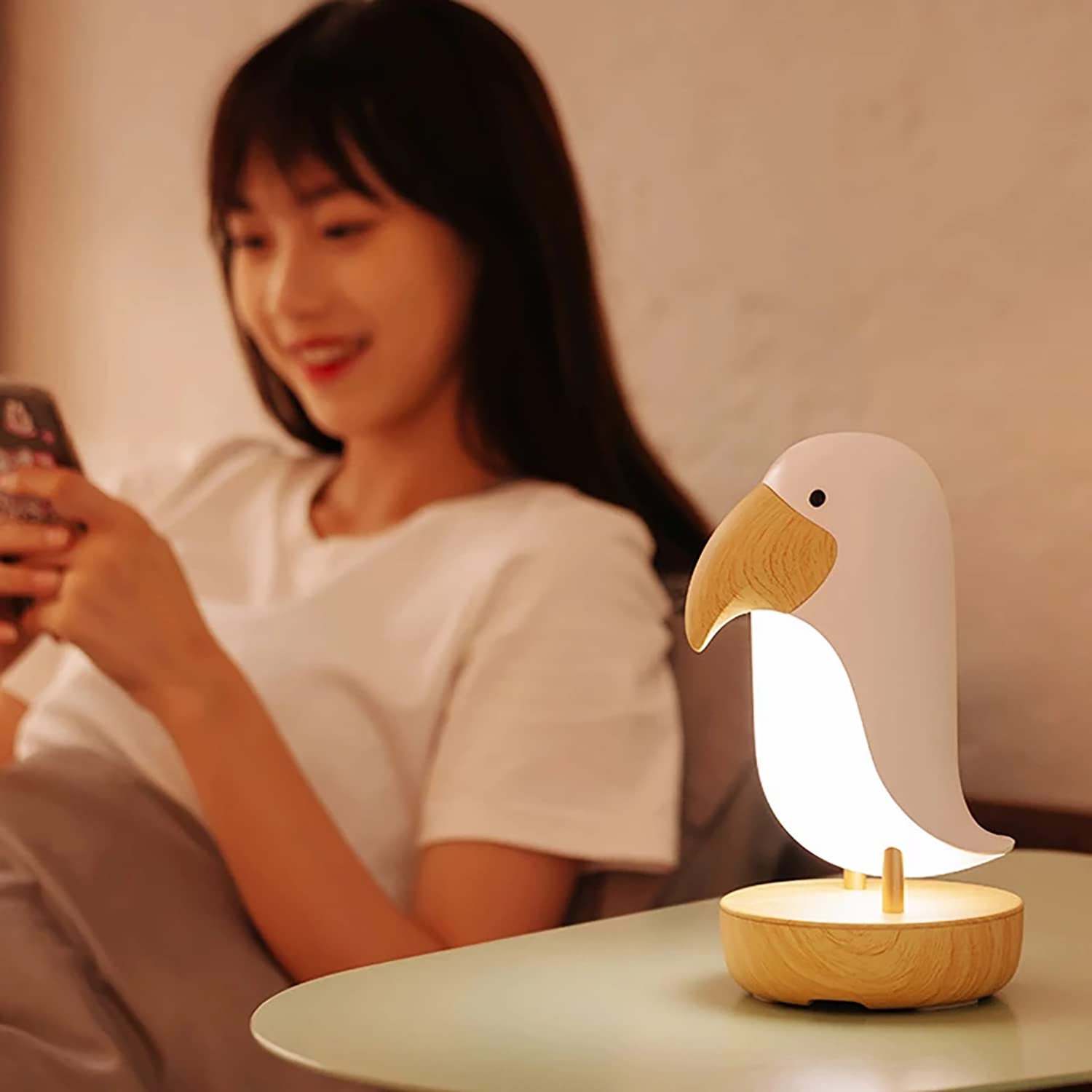 LED Nachtlicht Kinder Dekoratives Vogel Schreibtischlampe Dimmbar Tischlampe Wiederaufladbare Nachttischlampe Augenschutz Leselampe für Schlafzimmer,Kinderzimmer (Weiß)