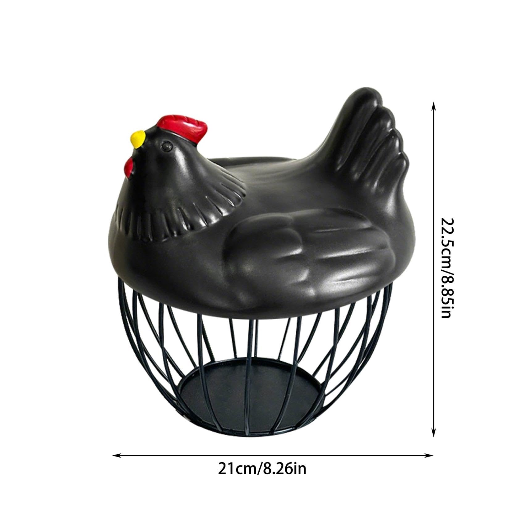 Cesta de cerámica para huevos para 15 huevos, estuche organizador, almacenamiento de hierro para cocina, cocina, verduras, frutas, decoración de gallina, ideal para el hogar y restaurante