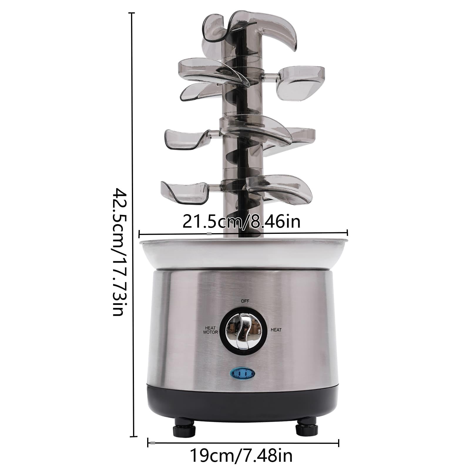 Fontaine à Chocolat 4 Niveaux 190 W en Acier Inoxydable, Température de Chocolat Fondant Chaud 38 à 45℃, Capacité 1,2L, Pour Réunions de Famille, Anniversaires, Mariages