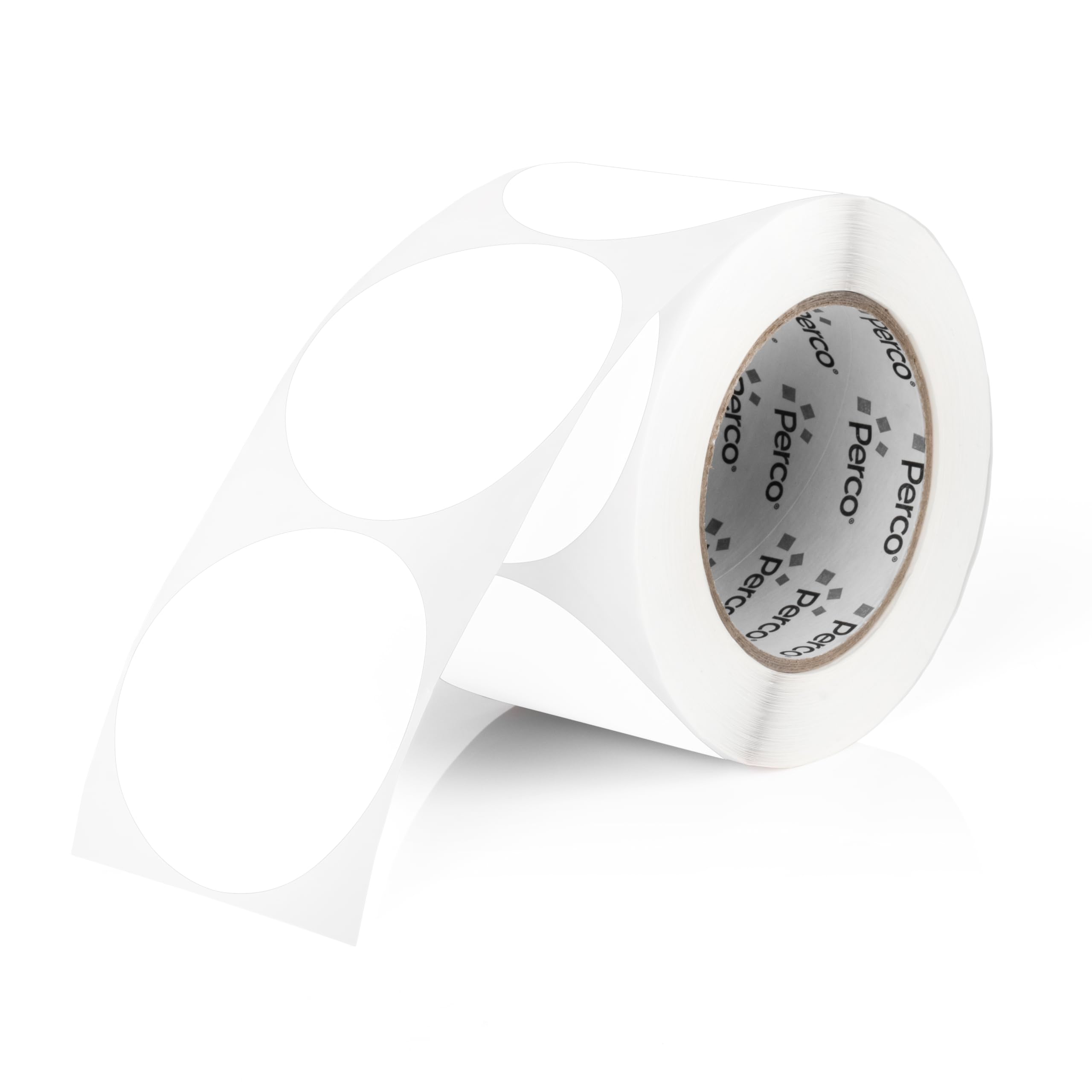 Perco White 3-Inch Round Circle Dot Sticker Labels with Easy Peel Perforation - 500 Labels per Roll - Strong Adhesion, Vibrant Colors for Organizing,