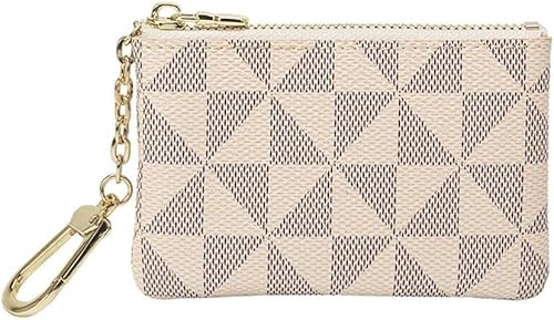 TOFBS Klein Geldbörse Damen PU Leder Portable Zipper Mini Portemonnaie Kurzformat Brieftasche Leichtgewicht Coin Purse Geldbeutel Geschenke für Mädchen Frauen Weiß