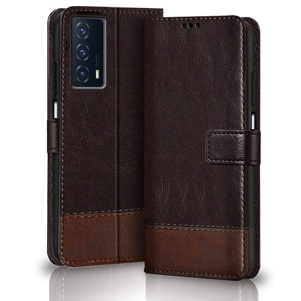 TheGiftKart Dual-Color Leather Finish Flip Back Cover for iQOO Z5 5G | Inside Pockets & Inbuilt Stand | Wallet Style | Magnet Closure iQOO Z5 5G Flip Case (Coffee & Brown) (B09HGP7JBX) Amazon Price History, Amazon Price Tracker