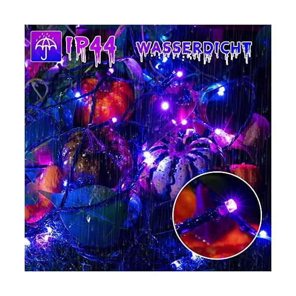 Ollny Halloween Lichterkette Orange und Lila - 30M 300 LED Lichterkette außen 8 Modi IP44 Wasserdicht Timer Lichterkette… – Bild 5