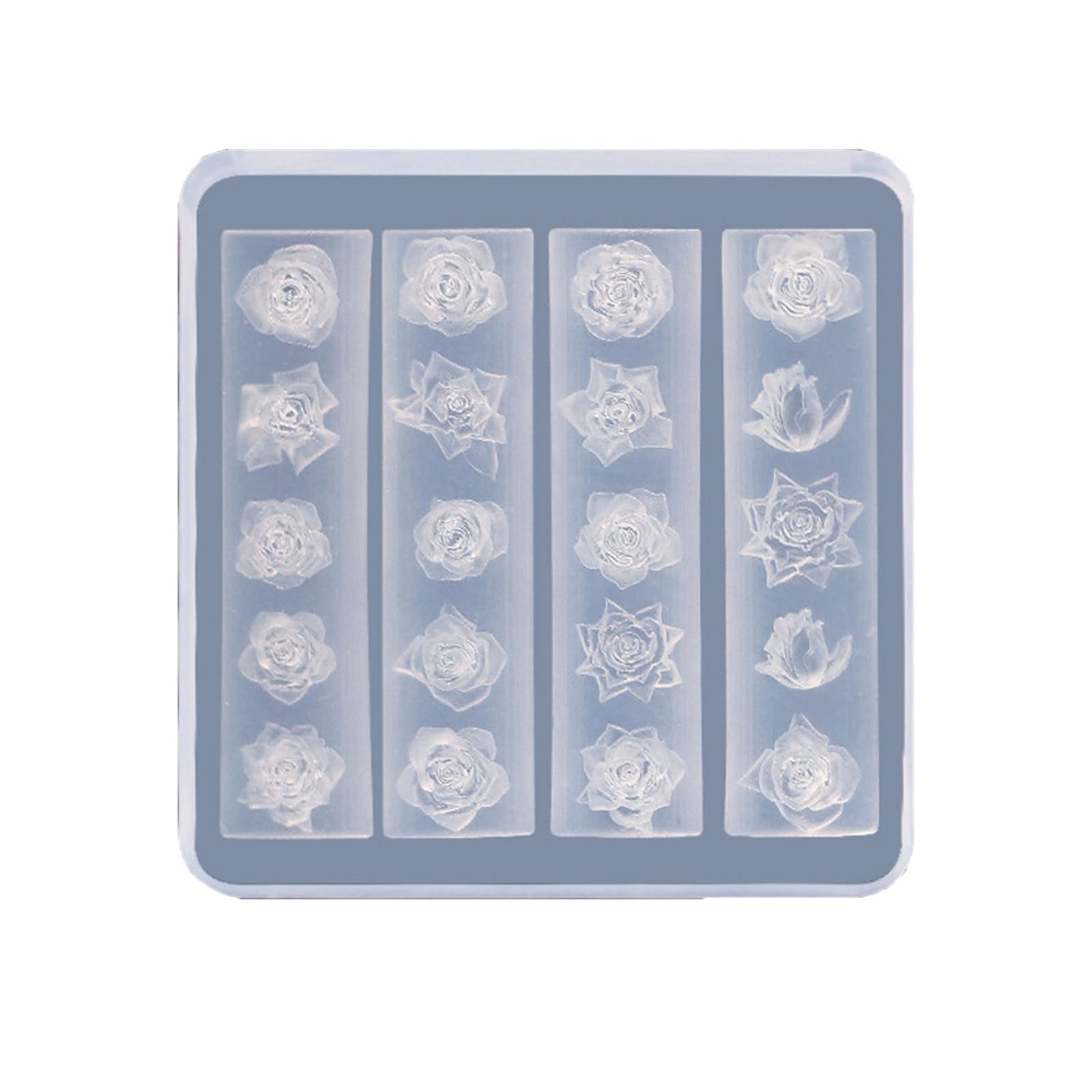 Set di stampi in silicone versatili per nail art 3D con design a fiori di rosa, ideali per artigianato e creazione di gioielli