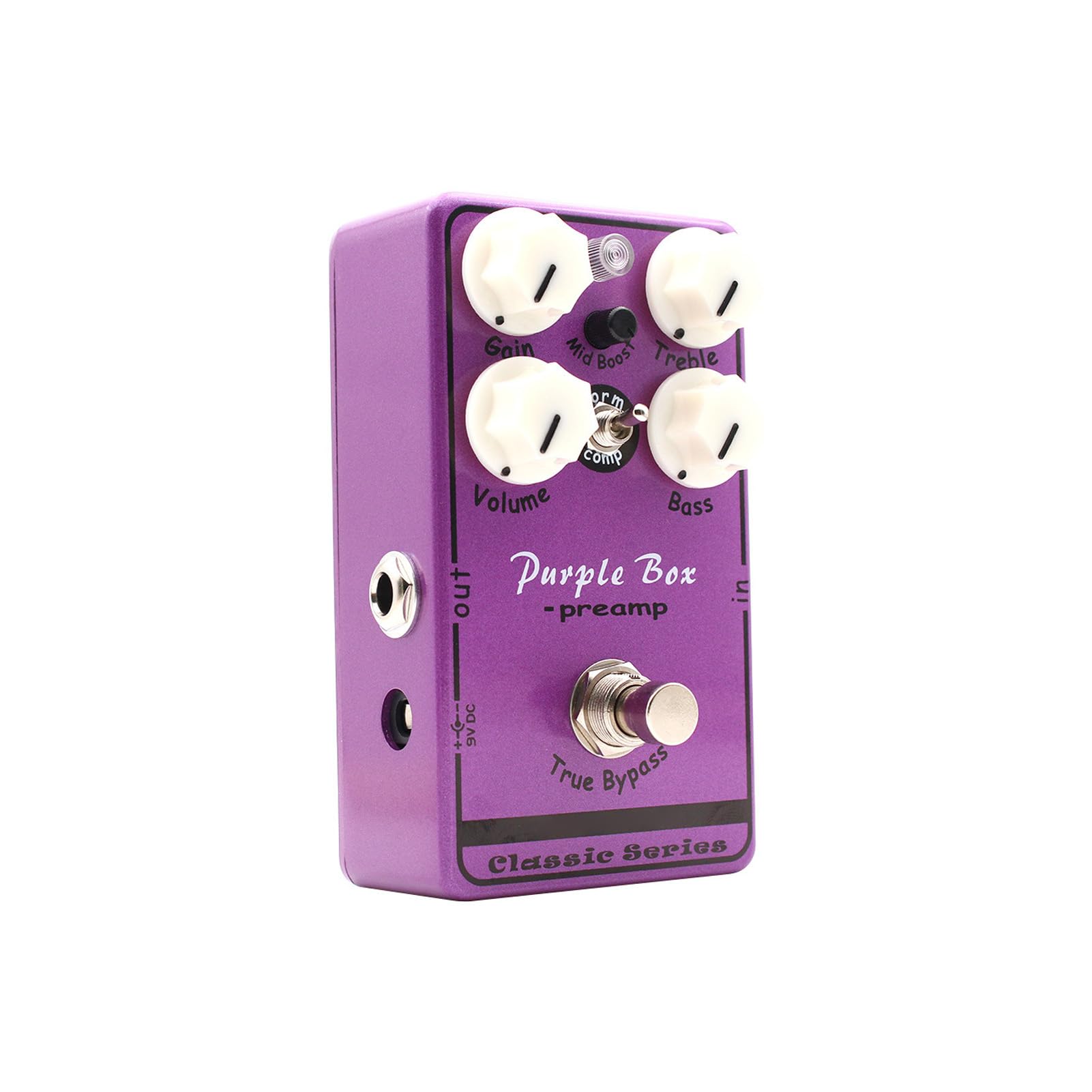 Btuty Pedale Effetti per Chitarra Purple Box, Compressore Boost Preamplificatore Overdrive con Boost Pulito da 30 DB Ed Equalizzatore a Doppia Banda, per Chitarristi Elettrici