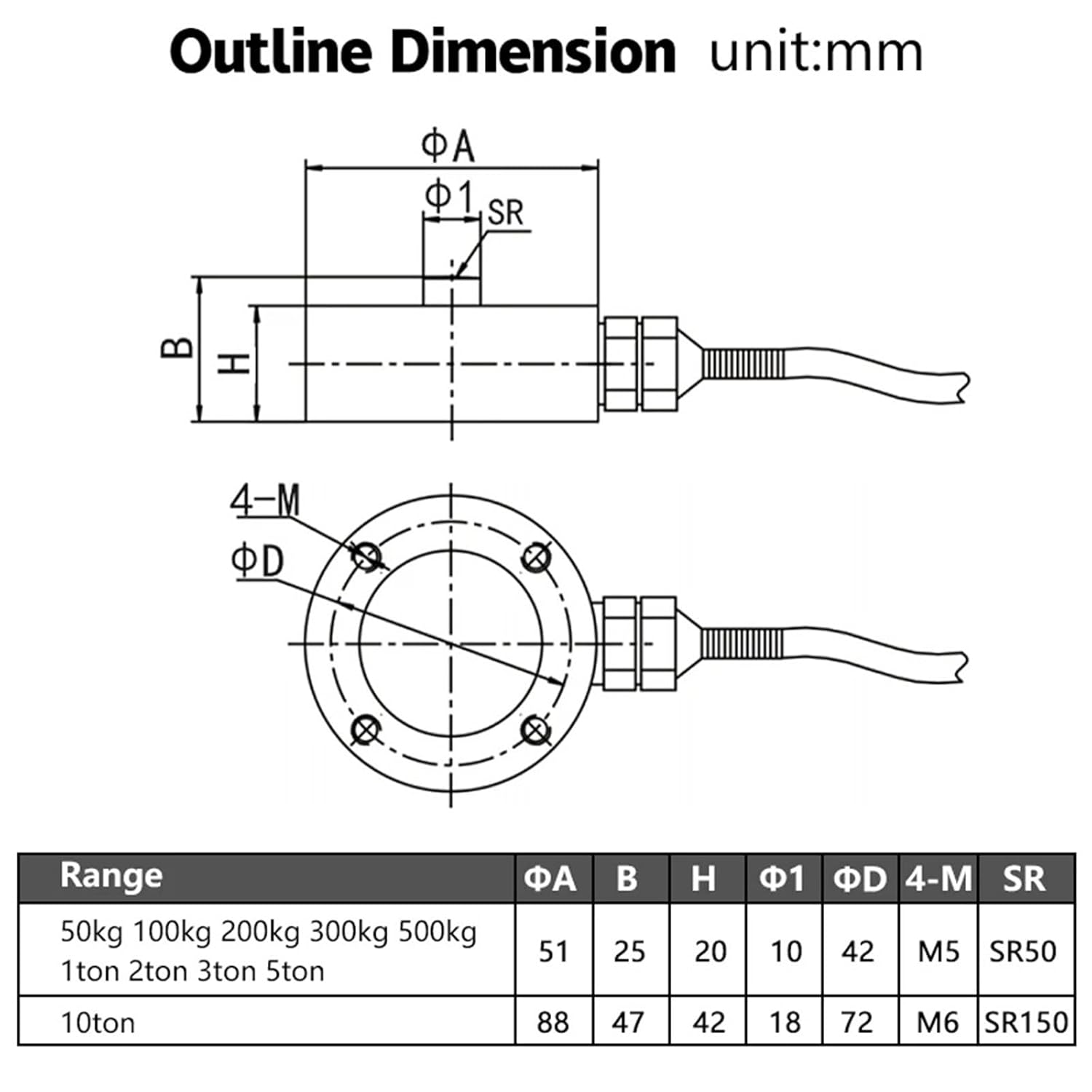 High Precision Mini Force Cell 50kg to 100T Miniature Sensor Expert(500KG)