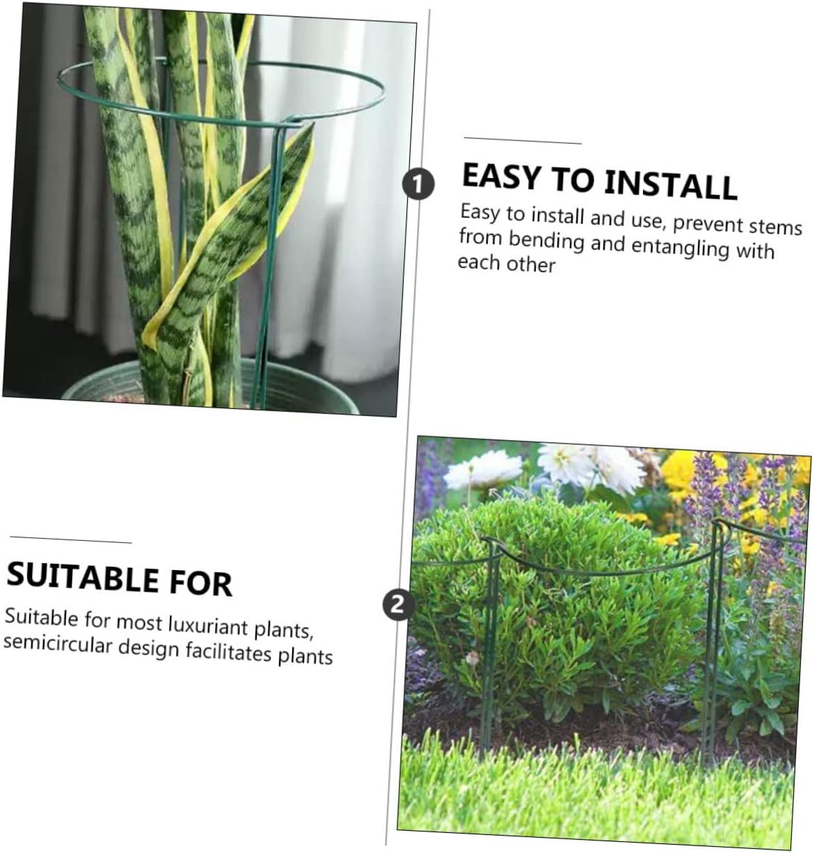 8pcs DIY Metal Half Round Plant Support Stakes Garden Support for Climbing Plants Durable Material for Roses Peonies and More Small