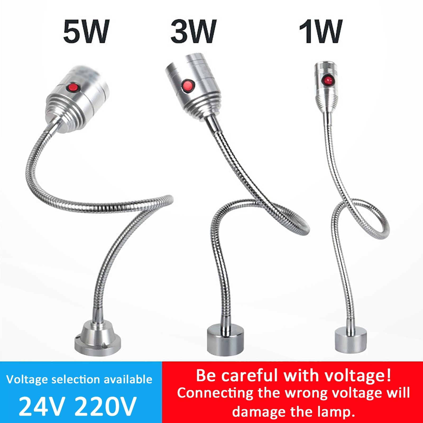 Lampada da lavoro magnetica, lampada a LED con collo d'oca flessibile e base magnetica for torni, banchi da lavoro, macchine da cucire, griglie, scrivanie da ufficio(1W,110-220V)