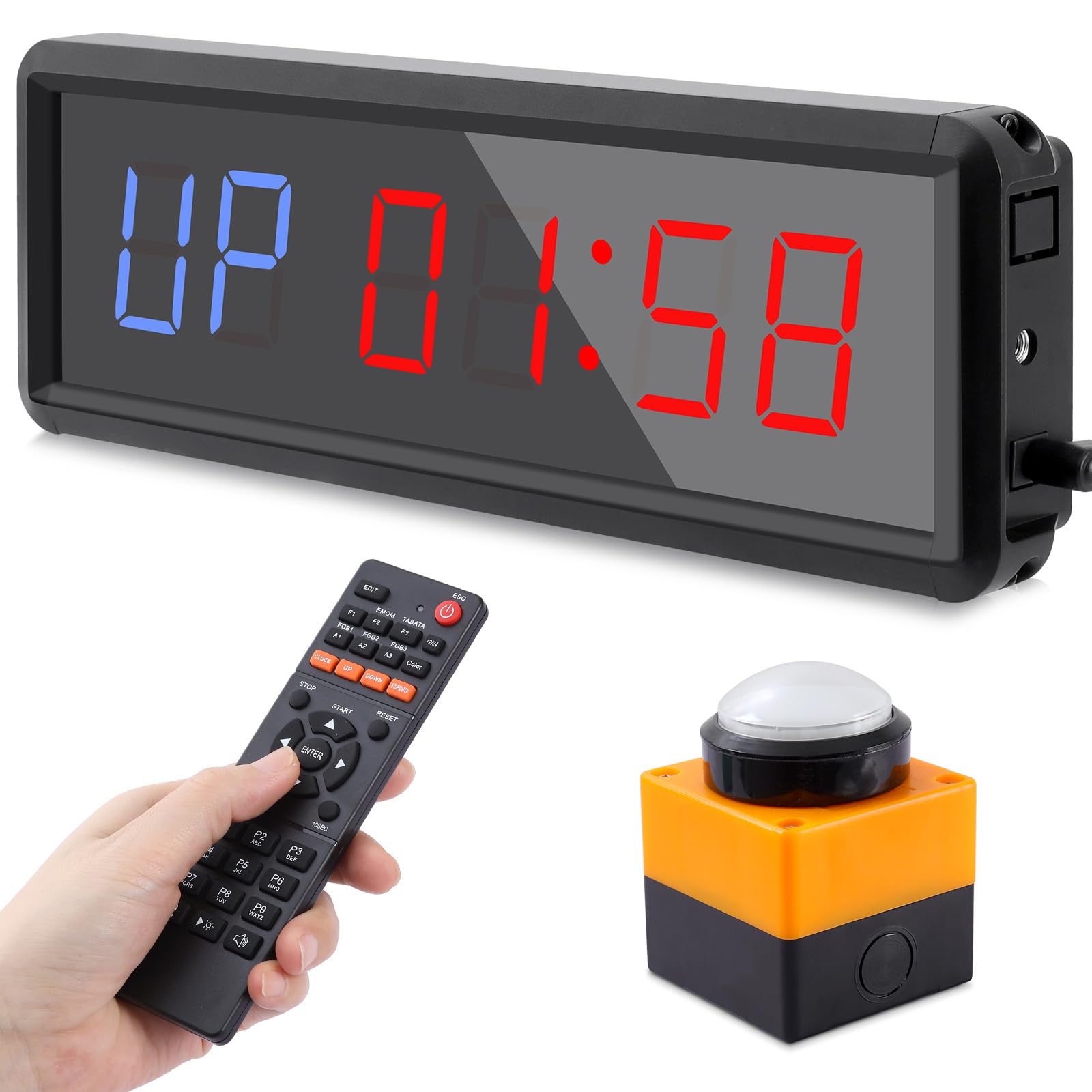 Timer avec Bouton Minuteur Fitness Sport de Gym D'intervalle | Count Up, Count Down, Horloge, Chronomètre, TABATA, FGB