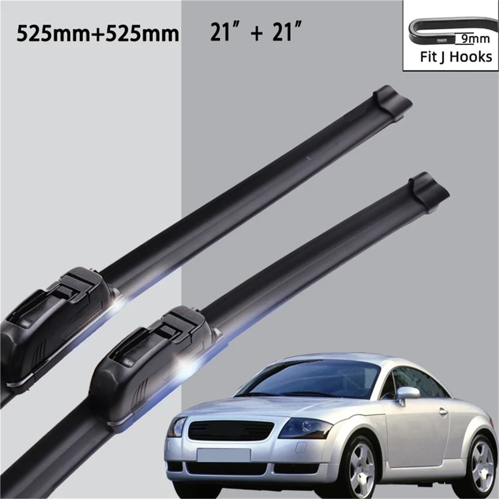Limpiaparabrisas Vehículo Compatible Con Para TT Para MK1 1998-2003 Limpiaparabrisas De Coche Limpiaparabrisas Sin Hueso De Goma Suave Para Tipo U Automotriz Silencioso HD 21"+21"