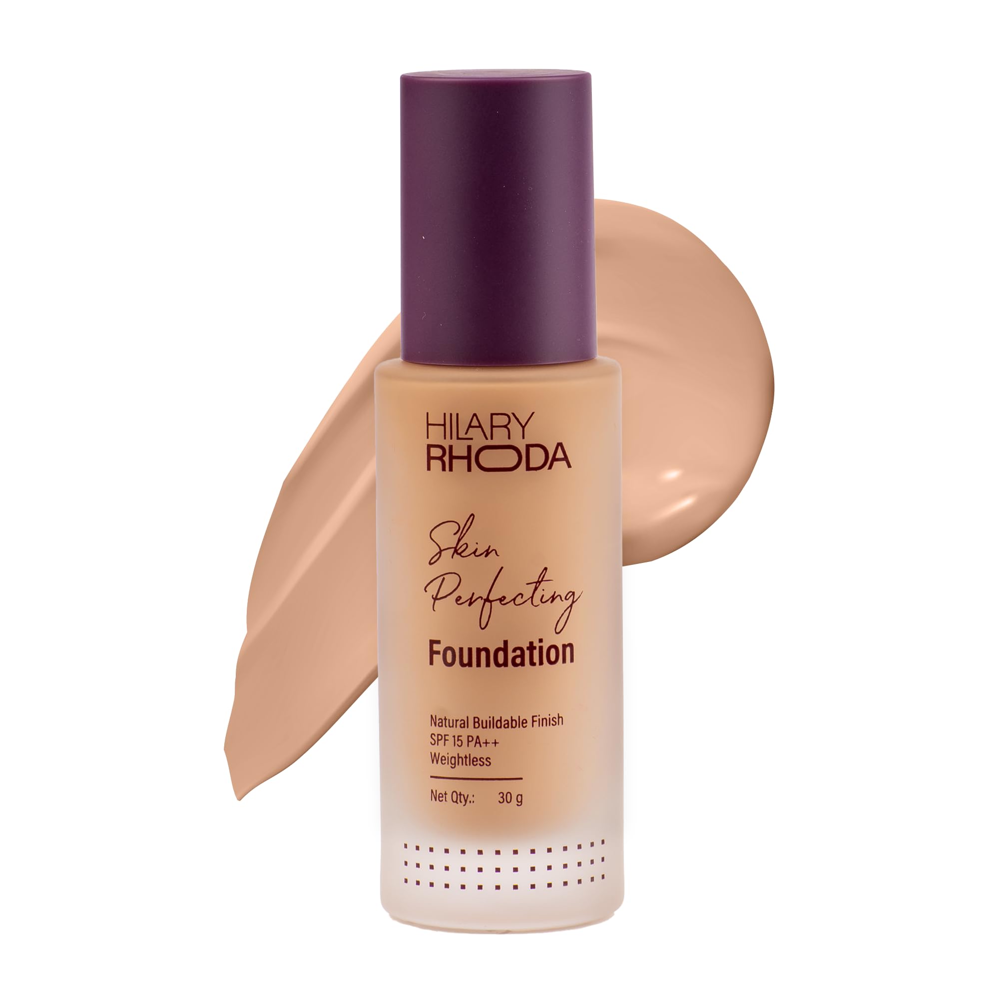 Hilary Rhoda Skin Perfecting Foundation | With SPF 15 | Super Matte Finish | Full Coverage | Oil-Control & Paraben-Free | 6 Shades | Conceals Fine Lines & Blemishes | 30g (Honey| Shade 04)