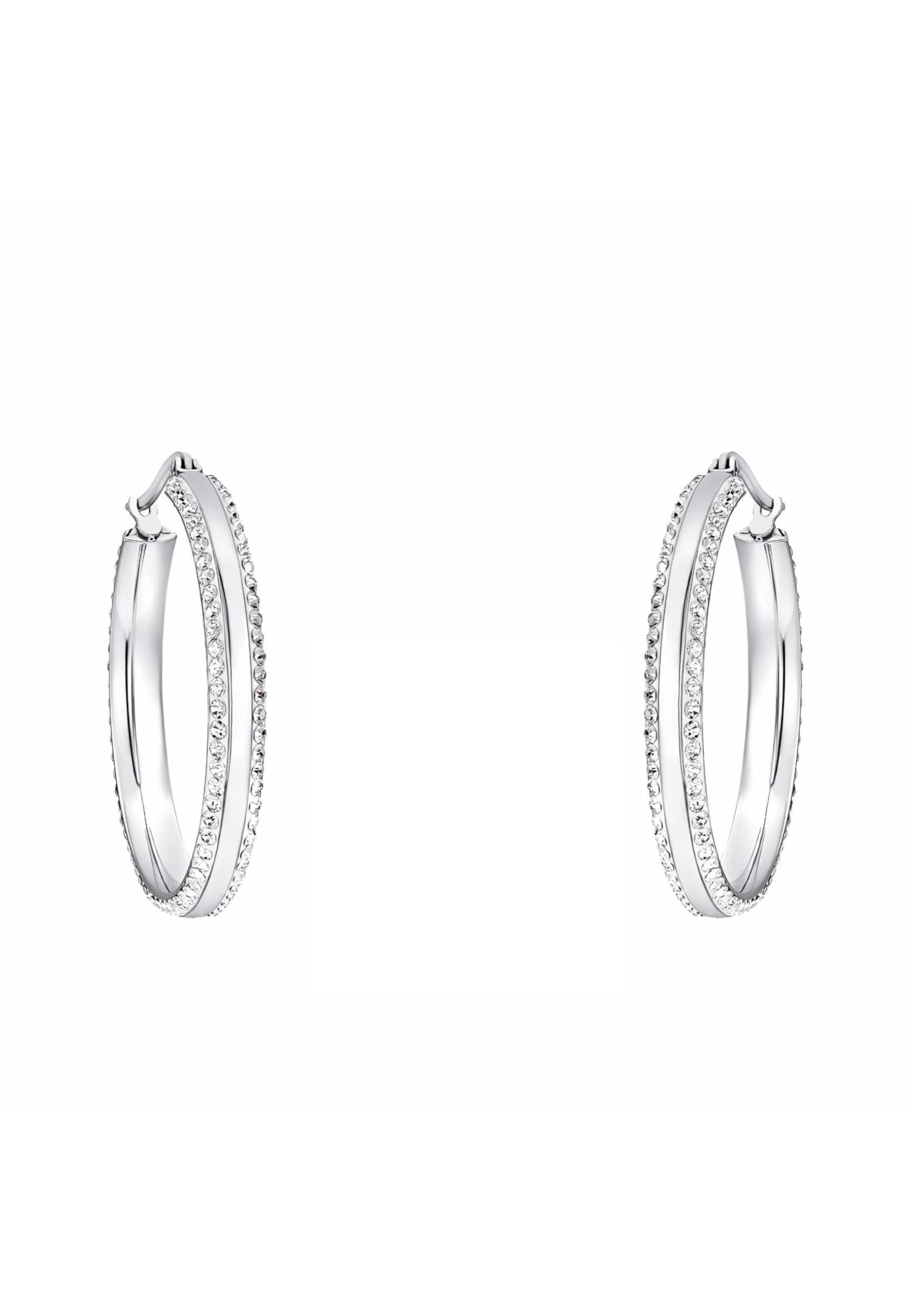 Amor Creolen Edelstahl Damen Ohrschmuck, mit Zirkonia synth., 3,3 cm, Silber, Kommt in Schmuck Geschenk Box, 2022549