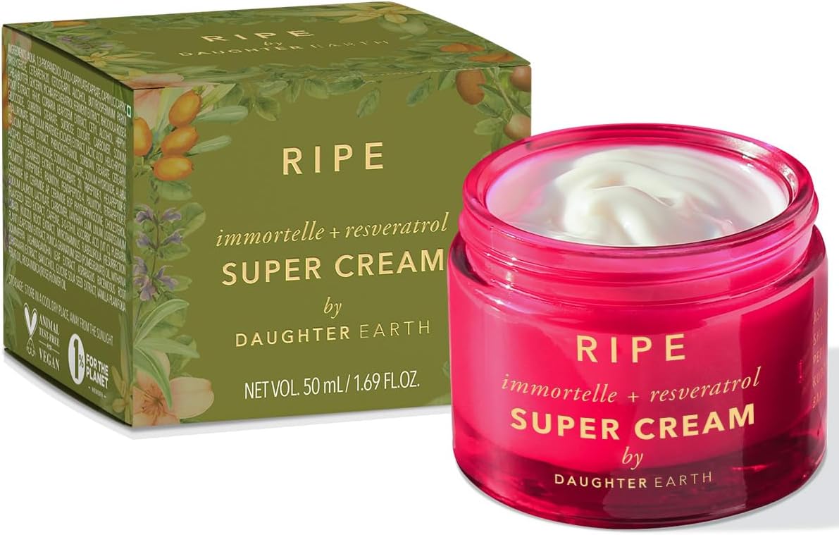 RIPE Super Cream Moisturiser Immortelle + Resveratrol For Menopause Hormonal Skin & Estrogen Free With Peptides, Ceramides & Red Clover | Targets Firmness, Lines & Wrinkles - 50 ml