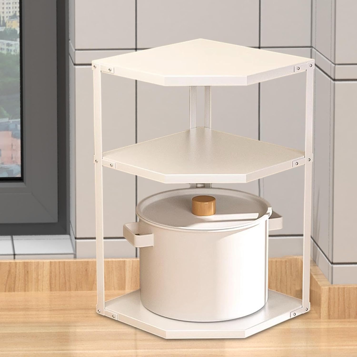 Corner Shelf Rack for Efficient Storage in Kitchen And Bathroom, 3 layer ()