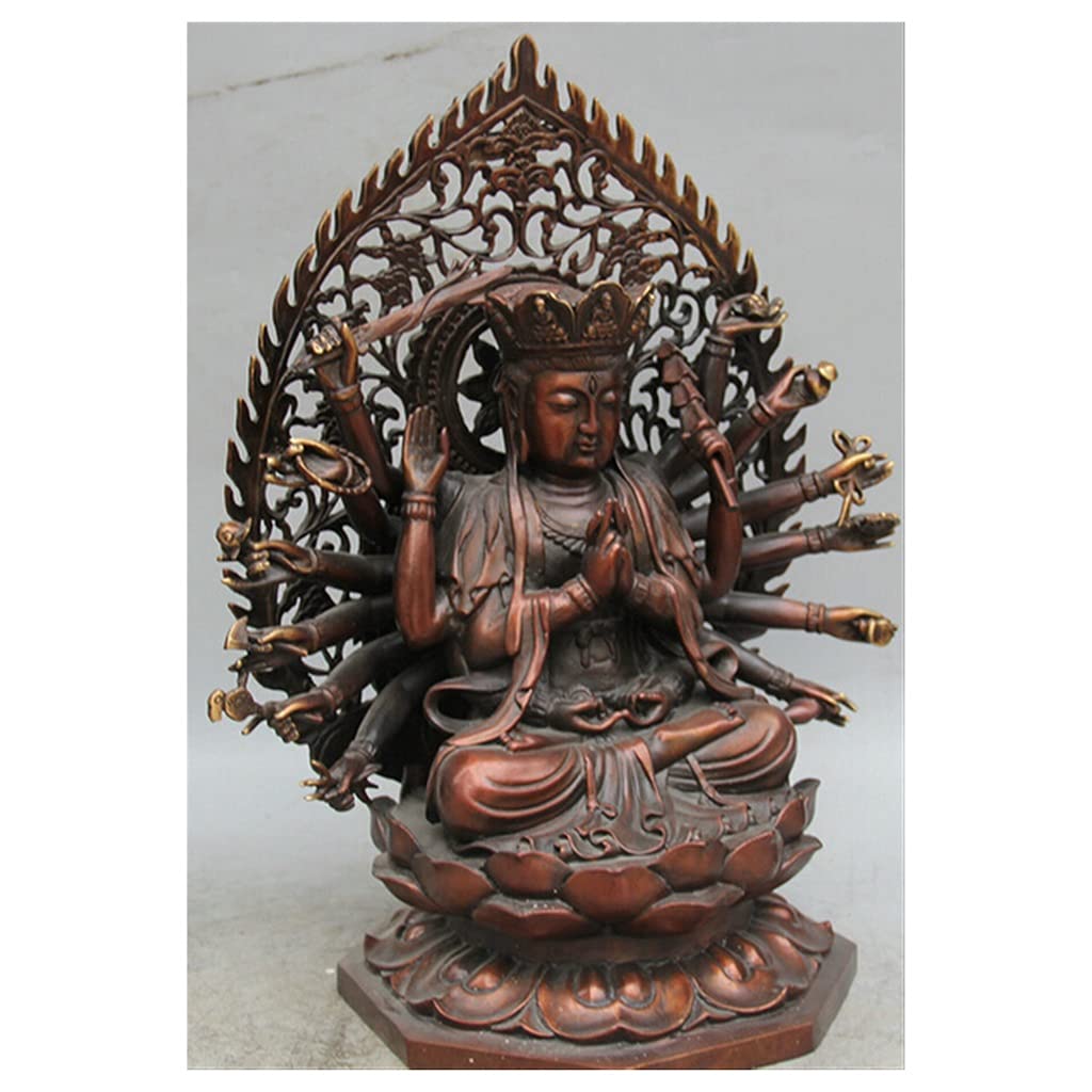 Estatua de Buda de meditación, Asiento de Bronce de Budismo Tibetano Fox, Estatua de Buda Madre Pura Maha de 18 Manos, decoración de Muebles