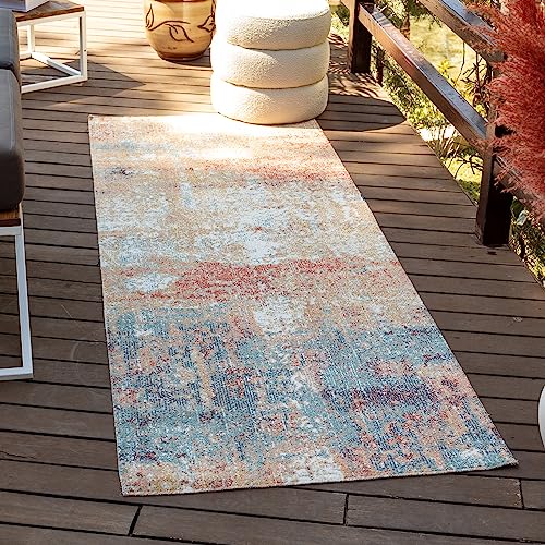 Alfombra exterior Livabliss Mijek de 80x220cm en azul 2