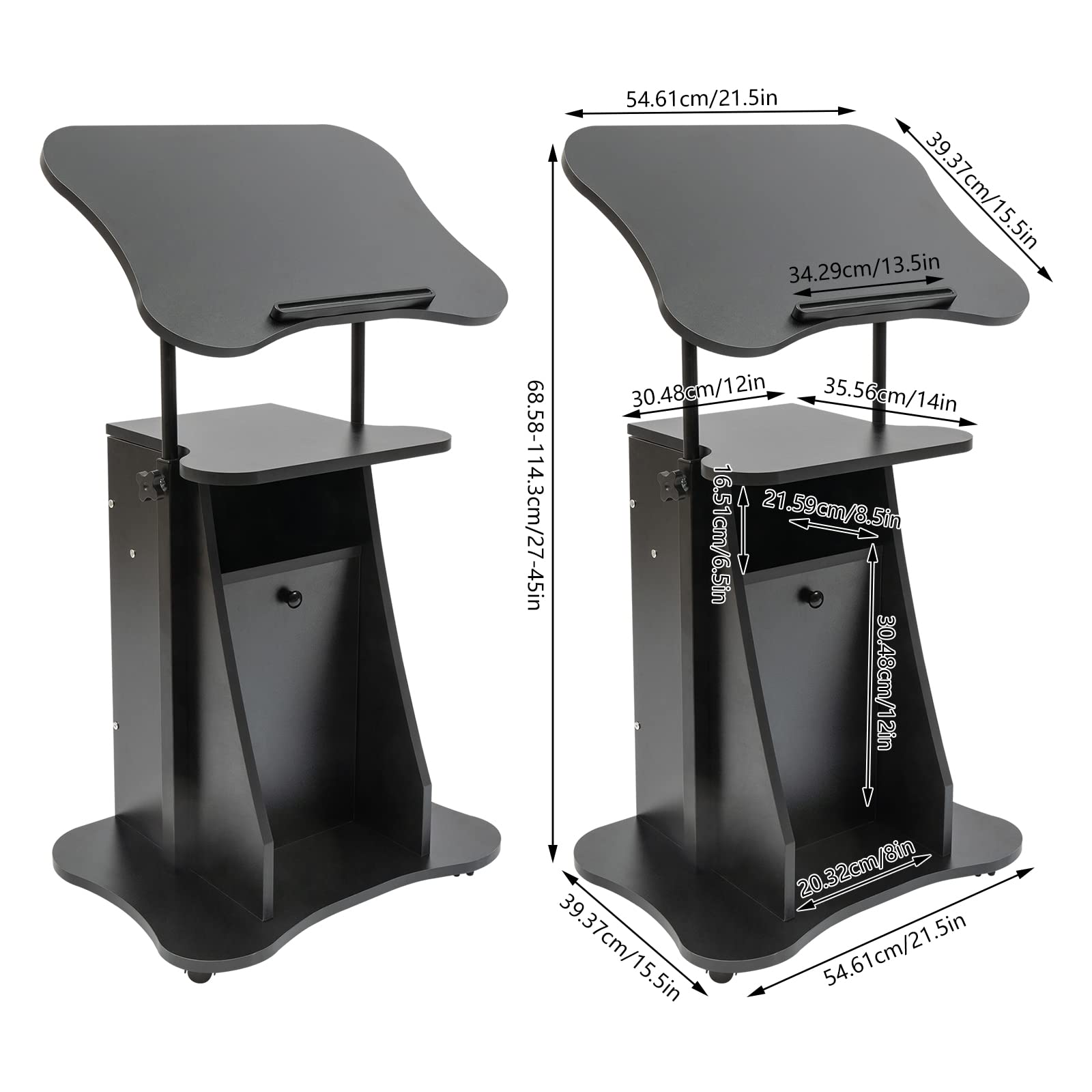 Snapklik.com : Mobile Laptop Podium Set Of 2, 26-43in Height Adjustable ...