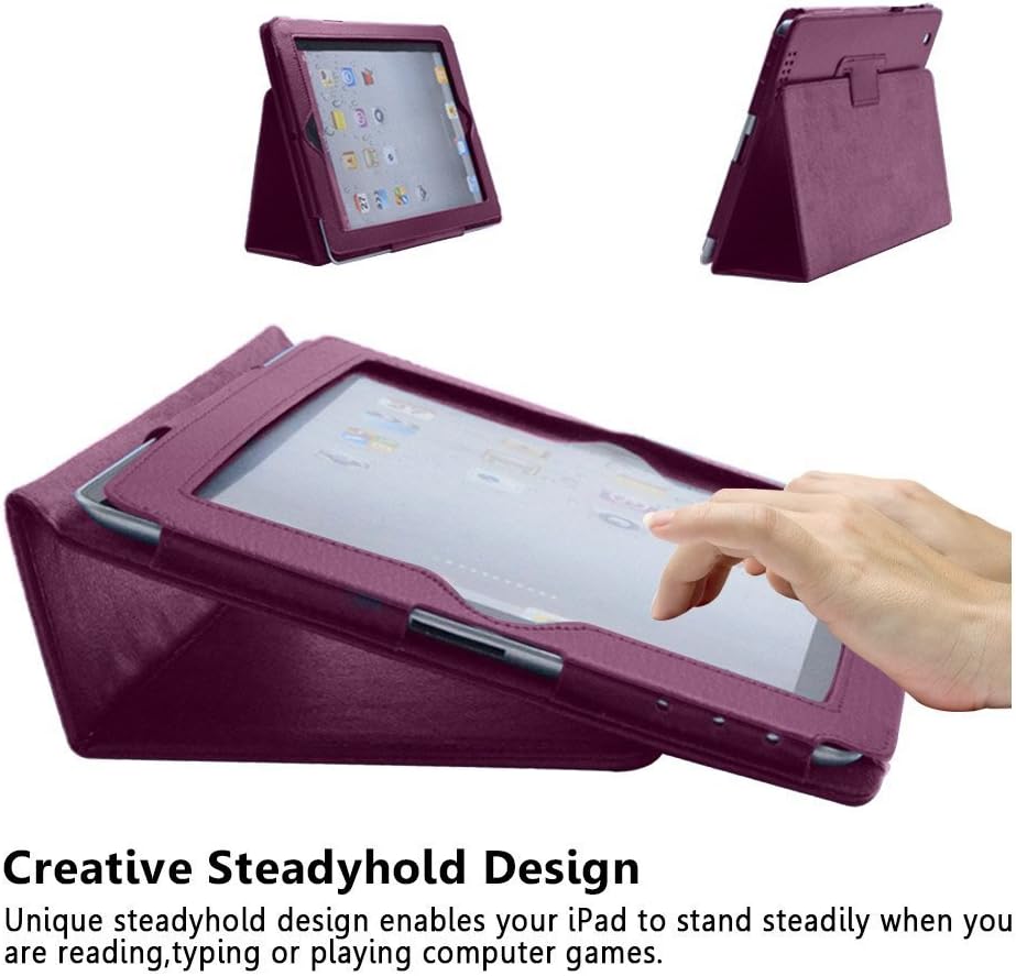 iPad 2/3/4 Case, UrSpeedtekLive Folio Case Cover for iPad 4,iPad 3/2 - Purple