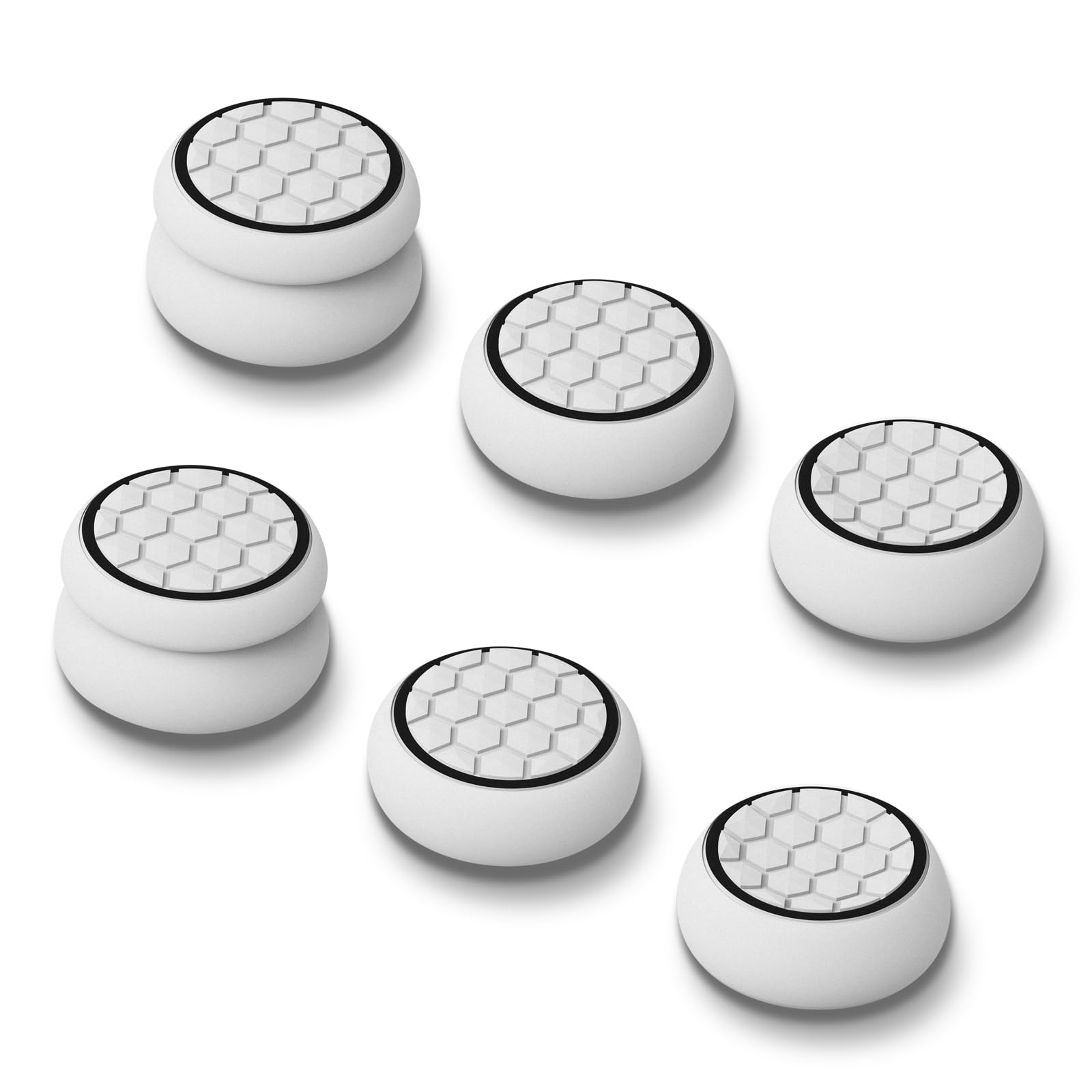 Thumb Grips Caps Performance Joystick Cover Controller for CQC FPS Games, Compatible with PS5, PS4, Xbox Series X/S, Xbox One, Switch Pro,3Pairs(6pcs) Silicone Armor Pattern White