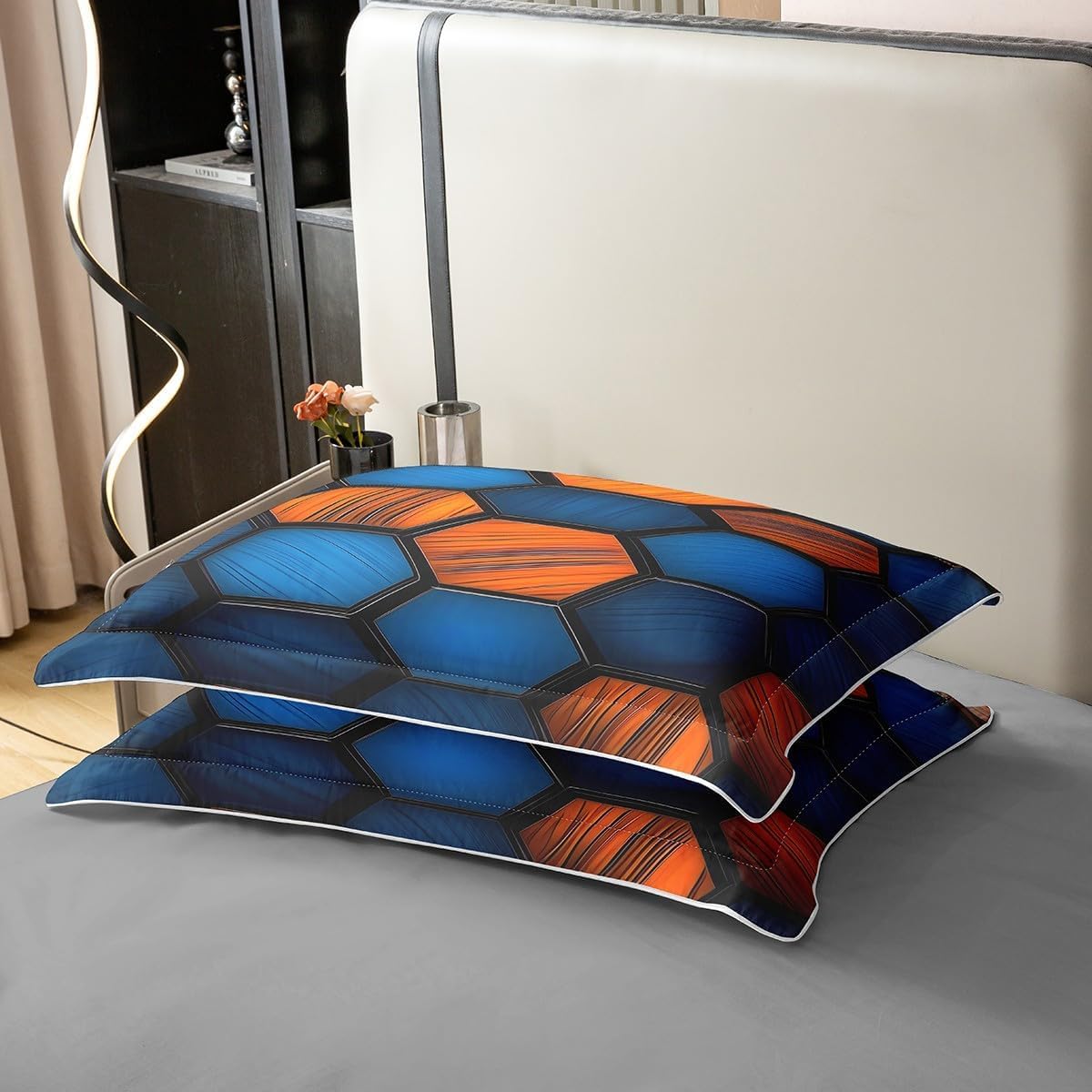 Poszewka na kołdrę 180 o strukturze plastra miodu niebieski 3D pościel pęknięty geometryczny sześciokąt miękka mikrofibra poszwa na kołdrę 240 x 260 cm z zamkiem błyskawicznym i 2 poszewką na poduszkę