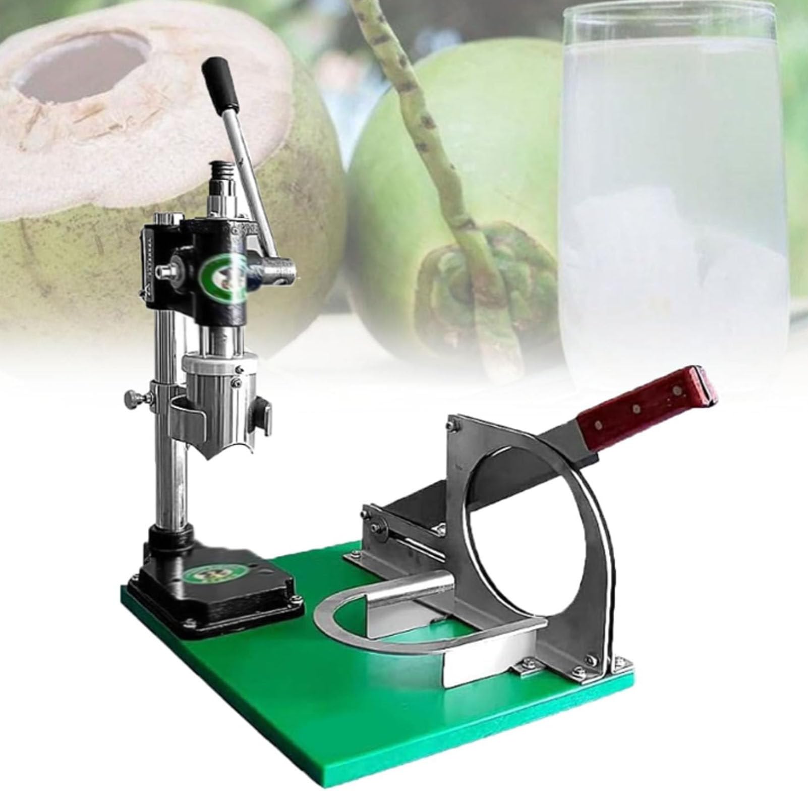 Oiyekntd Coconut Opener Machine, Desktop Stainless Steel Manual Coconut Cutter Machine Coconuts Open Peeler Tools Coconut Hole Puncher Maker Fresh Coconut Peeling and Opening Machine 1Handle