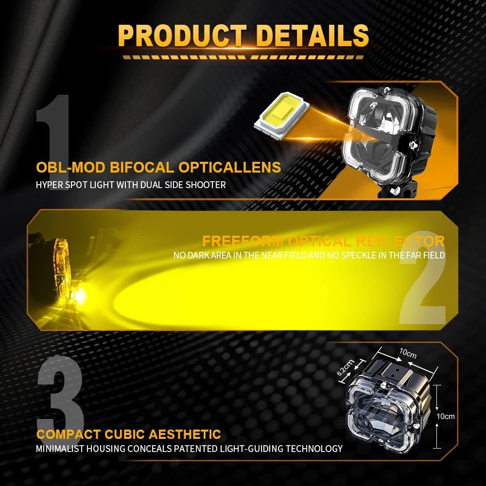 Dirt Bike Reflektor Dziennej Dla Pasuje do Bmw R1200GS F800GS ADV pasuje do MT07 reflektor motocykl LED reflektor zmodyfikowane światło lampa przeciwmgielna(Black)