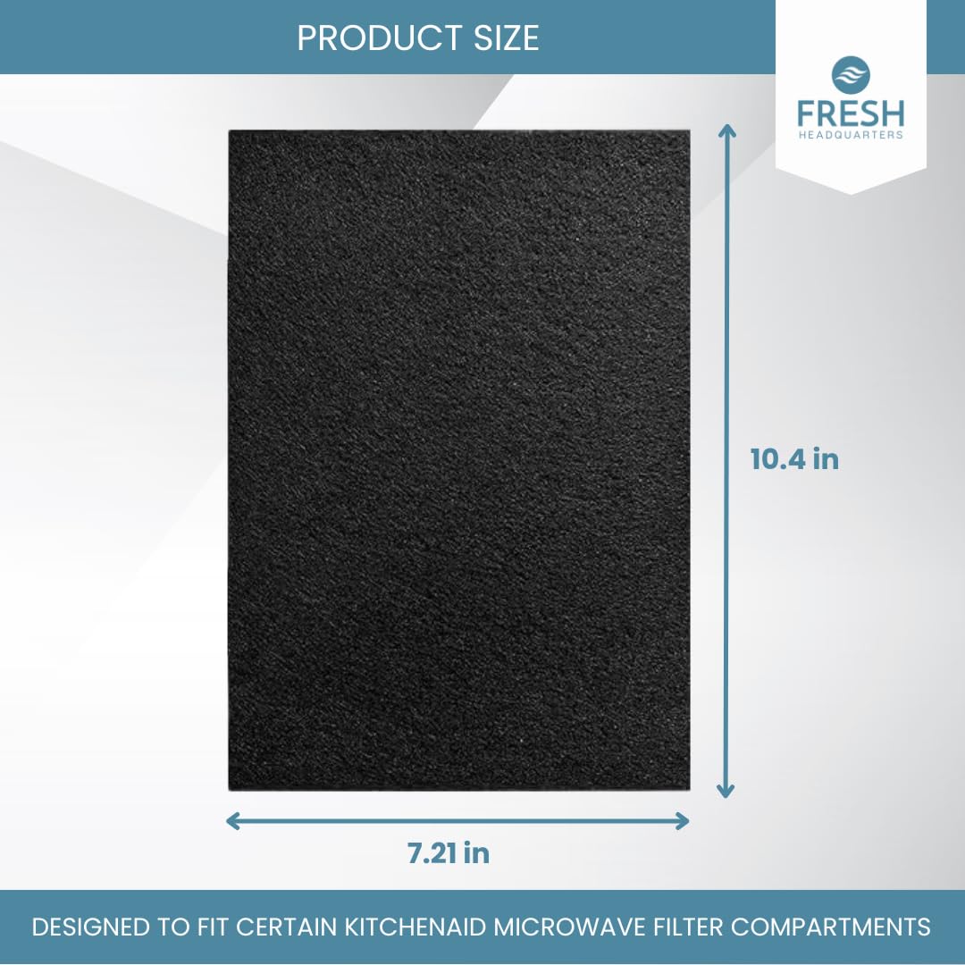 2-Pack Activated Carbon Microwave Hood Filters - Compatible With Whirlpool WML55011HS & WML75011HZ, Odor Eliminating, 10.25x7.125 Inches, Made In USA