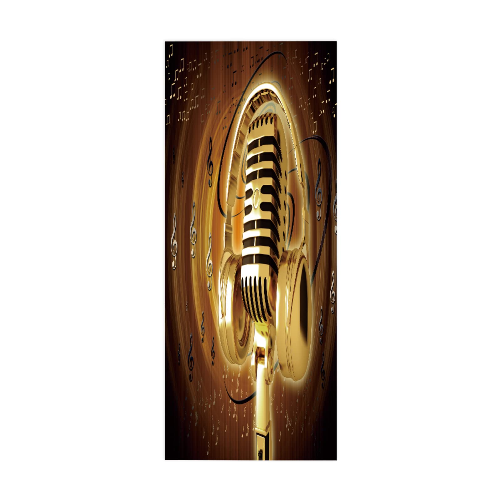 3D Door Mural Sticker Abstract microphone W85 x H205 cm Interior Doors Modern Art Peel and Stick Removable Vinyl Decals for Home Decor