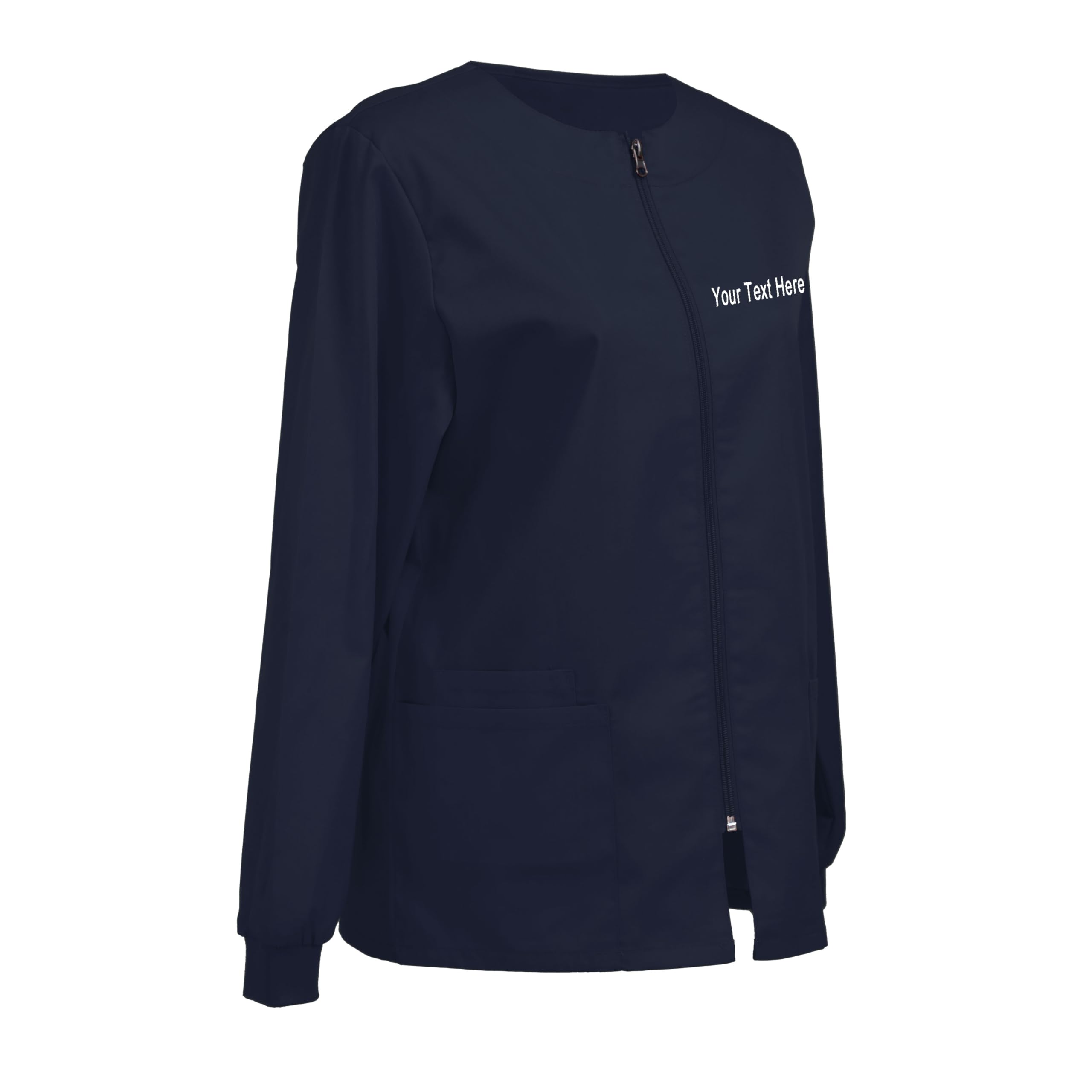 Giacca Scrub Donna Ricamata Personalizzabile, Chiusura con Zip — Aggiungi Testo Ricamato