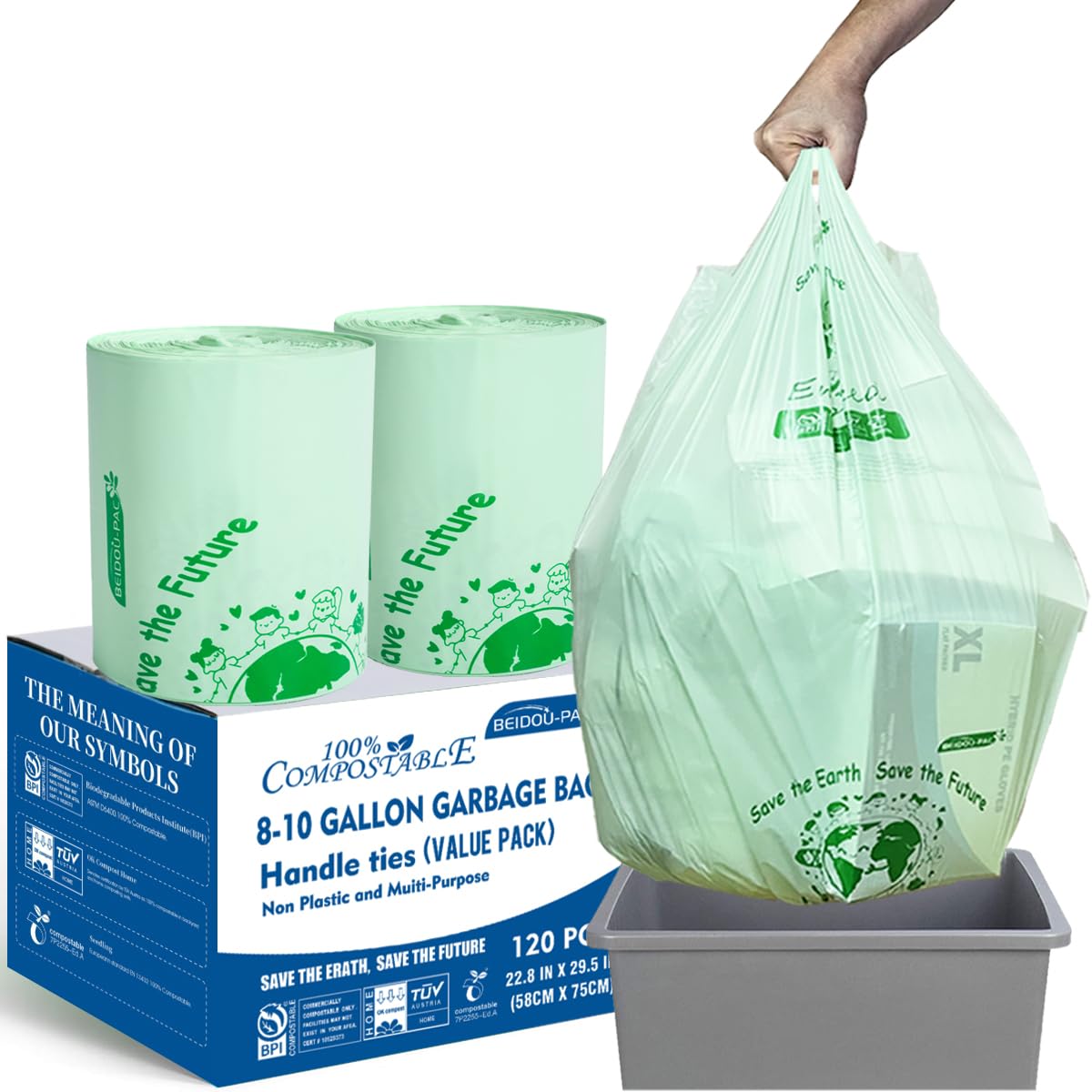 BEIDOU-PAC 8-10 Gallon Compostable Trash Bags