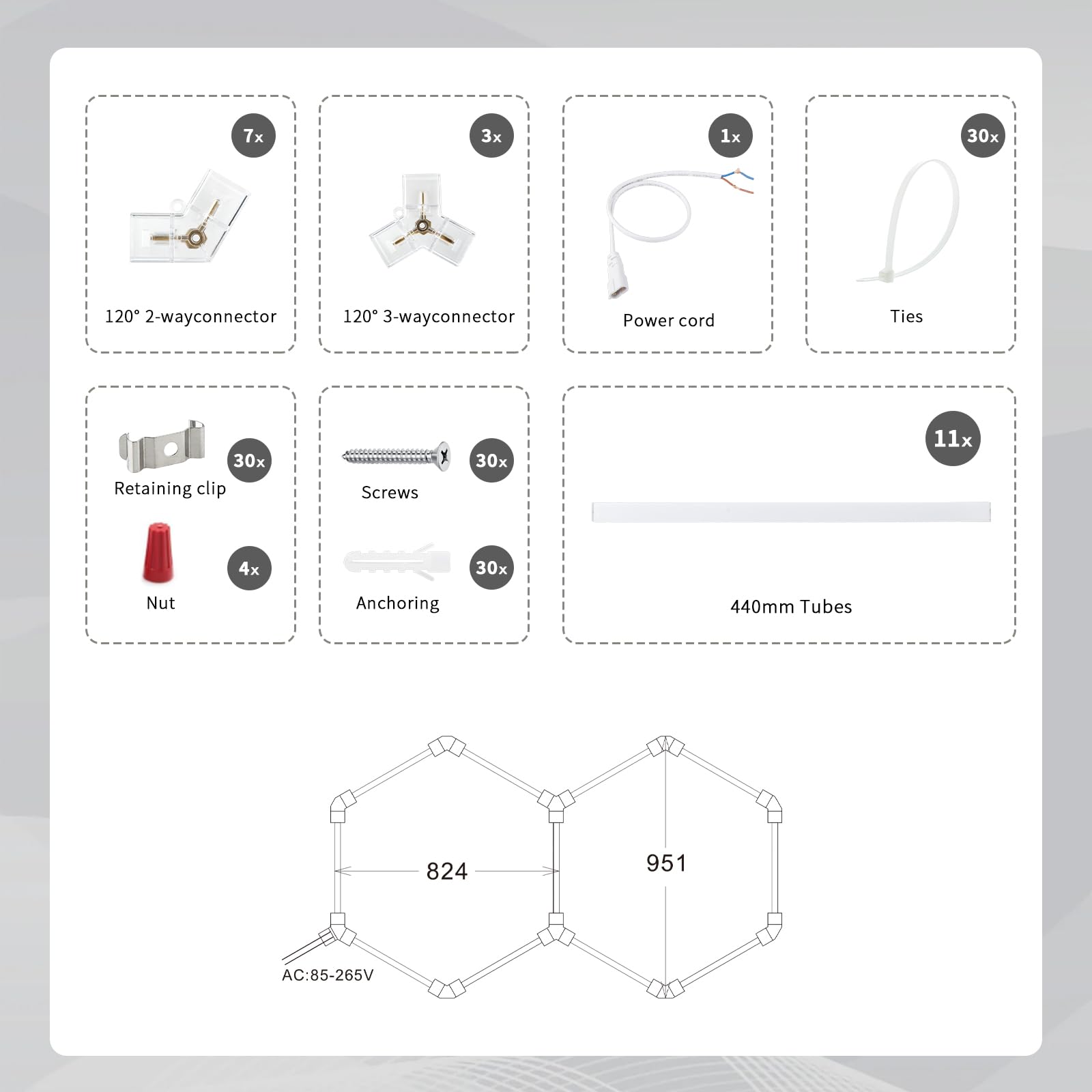 Éclairage hexagonal LED pour garage, salon de beauté, gymnases, entrepôts, centres commerciaux (2-HEX)