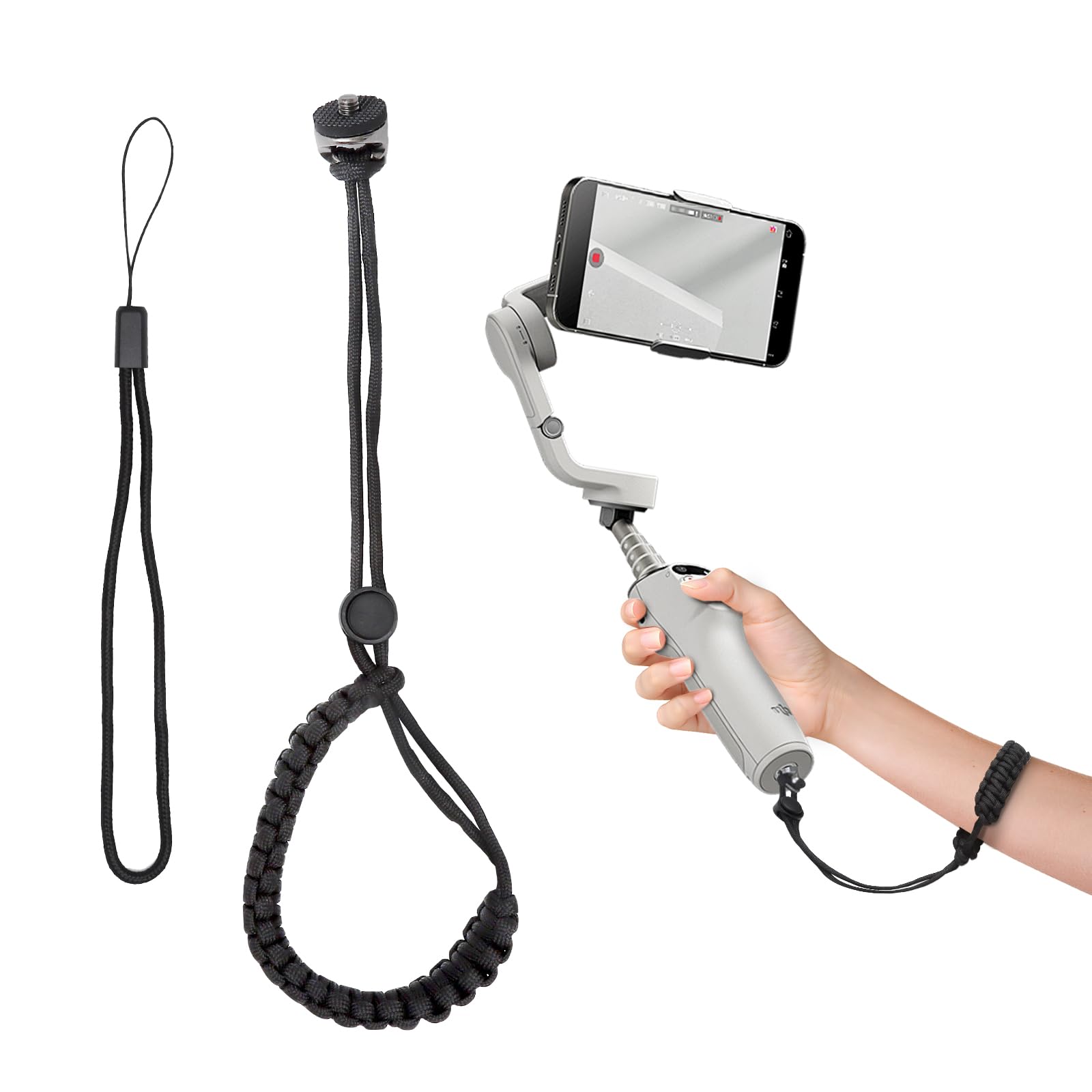 DAWRIS Pasek na rękę do aparatu ze śrubą 1/4 do DJI Osmo Mobile 7P – regulowany pasek na nadgarstek z nylonu, kompatybilny z gimbalem, kamerą sportową i stabilizatorem smartfona
