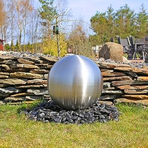 CLGarden grote bal gemaakt van roestvrij staal 48cm diameter voor tuinfonteinen mat geborstelde bal fontein
