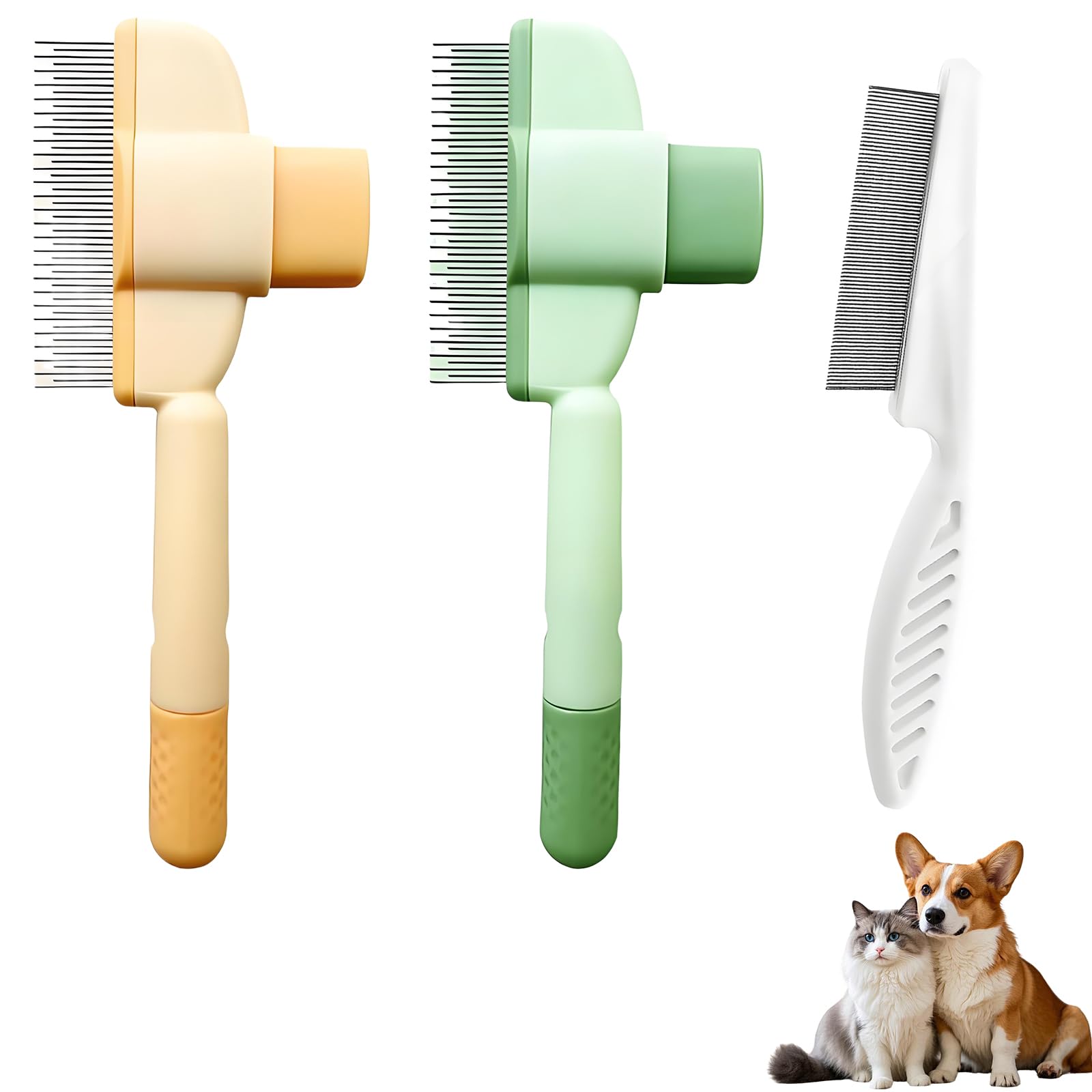3 Pcs Flea Comb for Cats und Dog Comb Set Can Help Pets Their fur is Suitable for Short Haired and Long Haired Dogs and Cats(Orange green white)