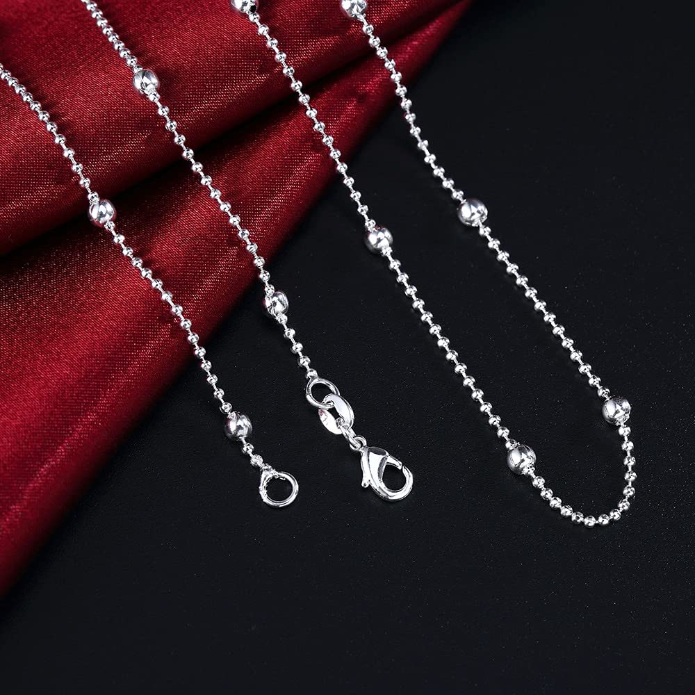 LLXYWJ 16/18/20/22/24 Zoll 4 mm Glatte Perlenkette für Damen und Herren, Hochzeit