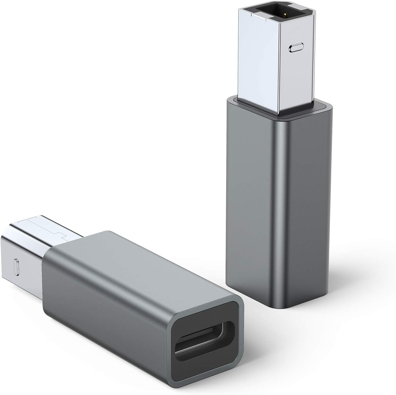 USB C Female to Printer Male Adapter (2-Pack), USB Type C to USB B Convert Connector Support Data Sync Compatible with Brother HP Canon Lexmark Epson Dell Xerox Samsung etc and Piano DAC (Grey)
