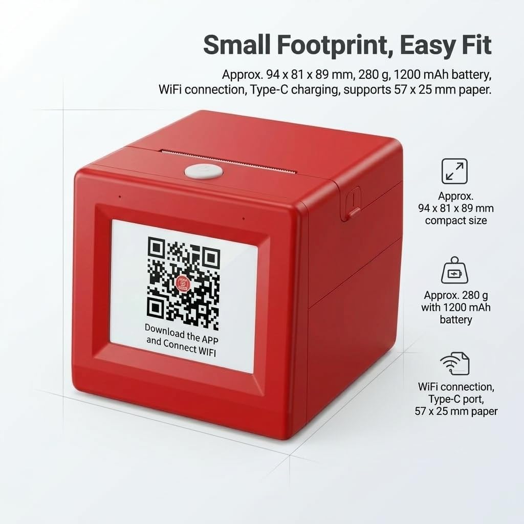 Kids Sticker Printer, Mini Sticker Maker for Kids, Inkless Thermal Sticker Printer with Screen Preview, Portable Wireless Mini Printer for Coloring, DIY Crafts, Peel & Stick Creative Play