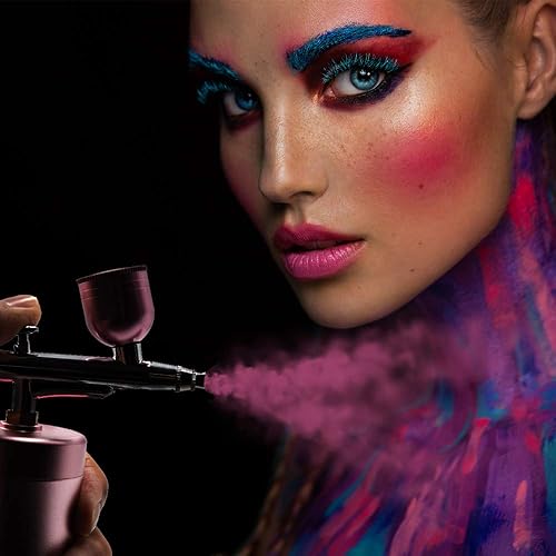 Miniatura 3 de Quevina - Kit de aerógrafo inalámbrico de 27 PSI, mini pistola de aire portátil de mano con compresor, aerógrafo para línea capilar de peluquería,