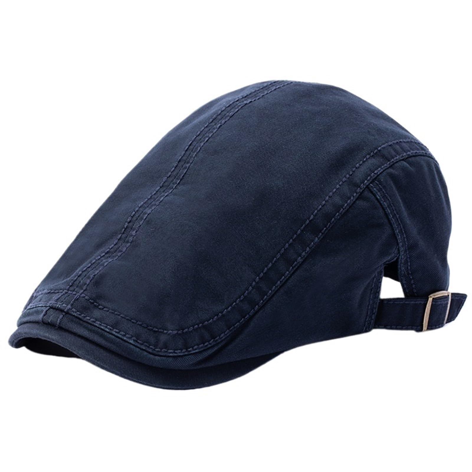 LXLAEOANG Flatcap For Men Adult Cotton Beret Casual Newsboy Hat Big Head Man Flat Peak Painter Cap(Blue,XL Head 60-64cm)