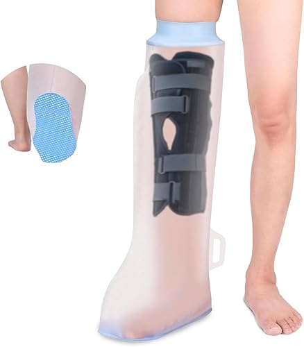 Funda impermeable de pierna completa para ducharse, fundas de fundición para piernas de ducha para niños con parte inferior antideslizante, bolsa de