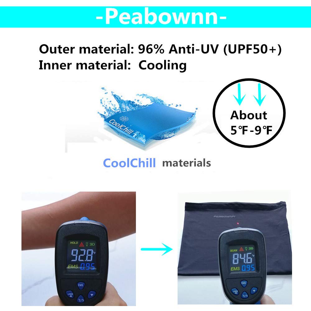 Neck Gaiter Summer Cool Down -5? Cooling Bandanas Headwear Black Face Mask Bandanas Skiing Cycling Running Peabownn Black